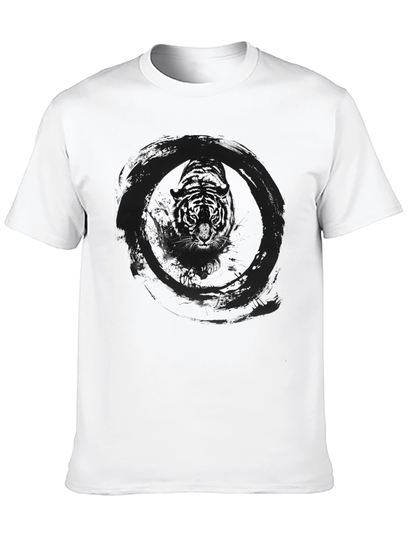 Tiger Circle Graphic Tee - Black Cotton Blend
