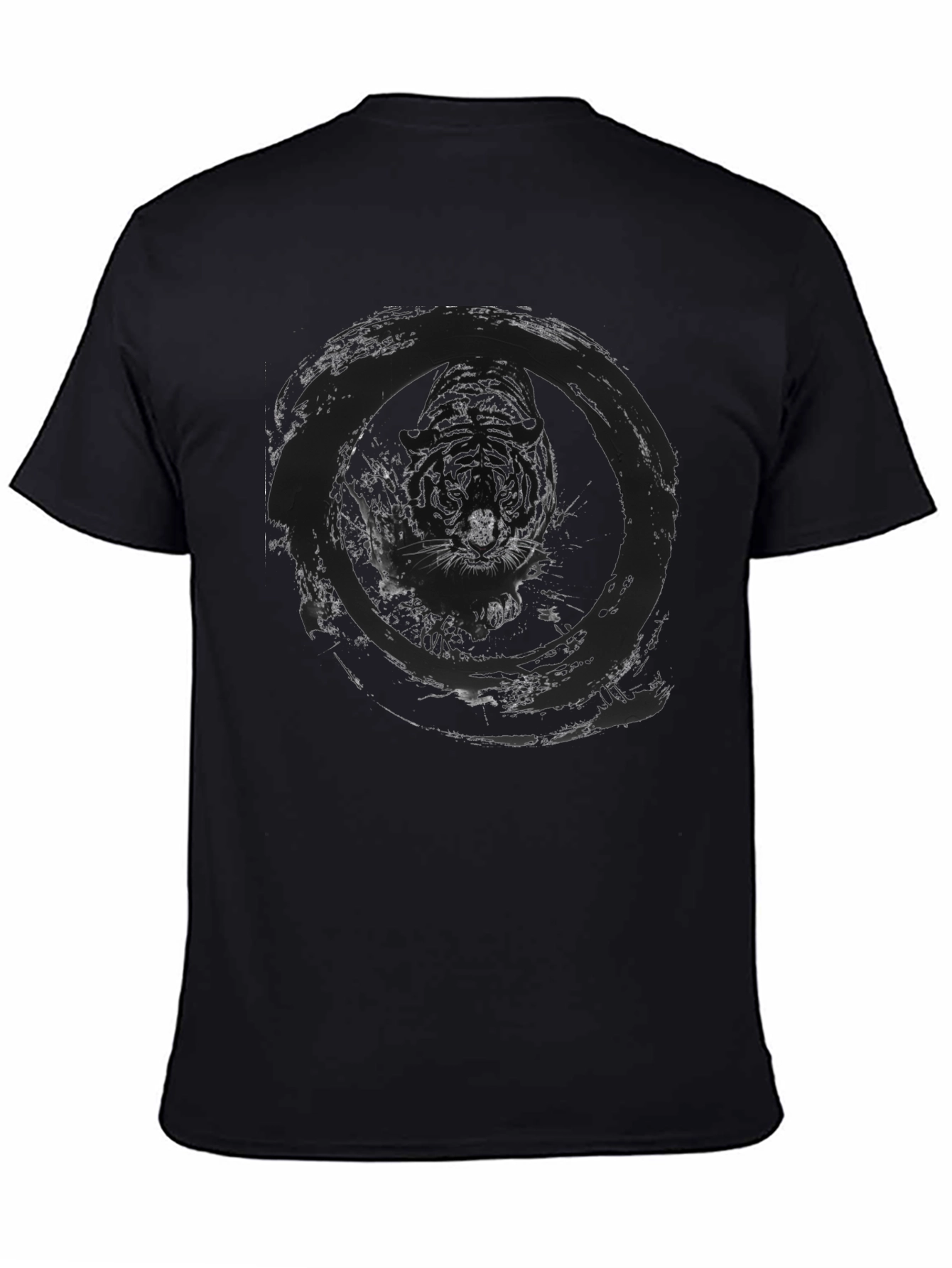Tiger Circle Graphic Tee - Black Cotton Blend