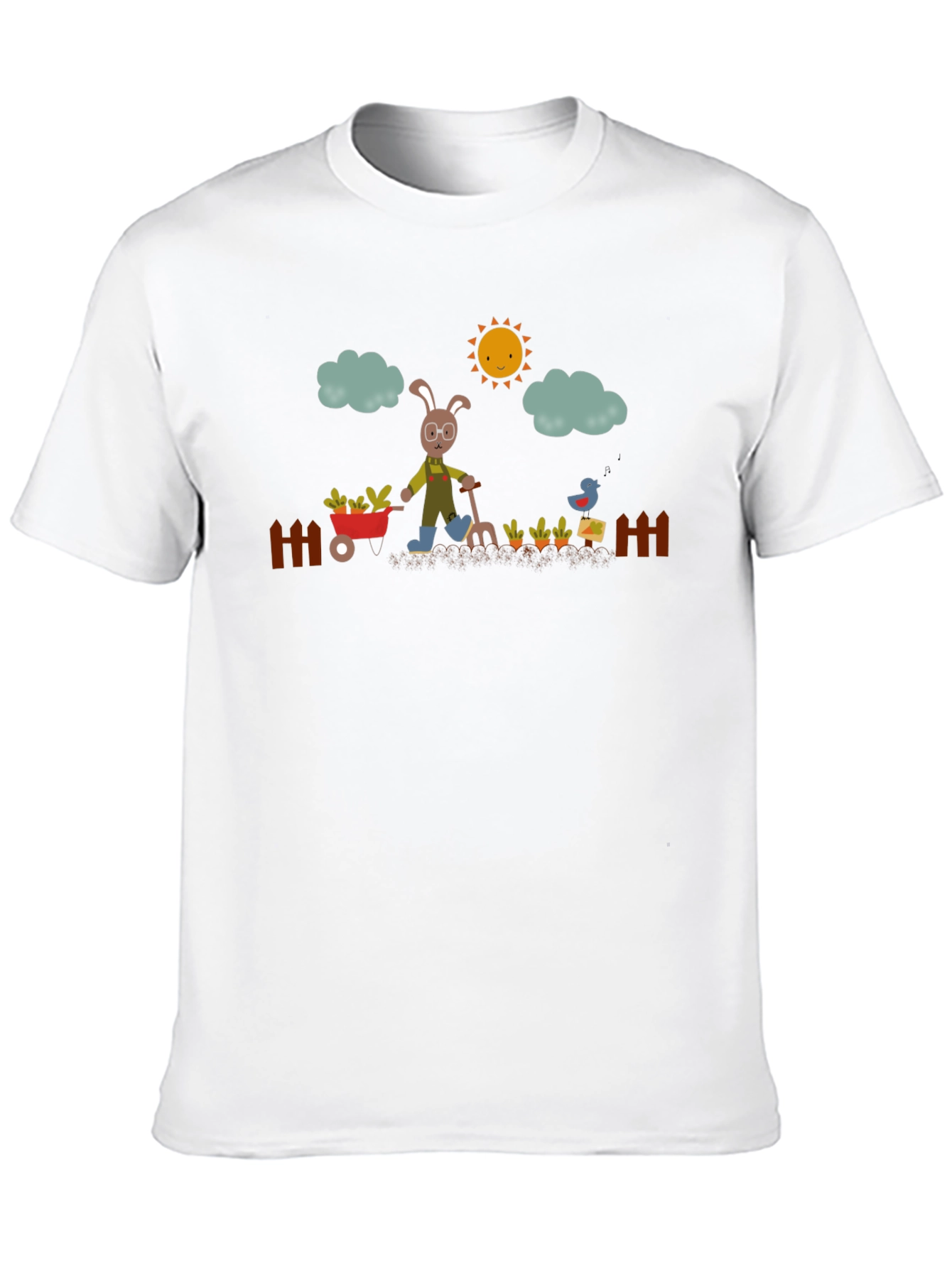 Gardening Rabbit Graphic Tee - Black Cotton