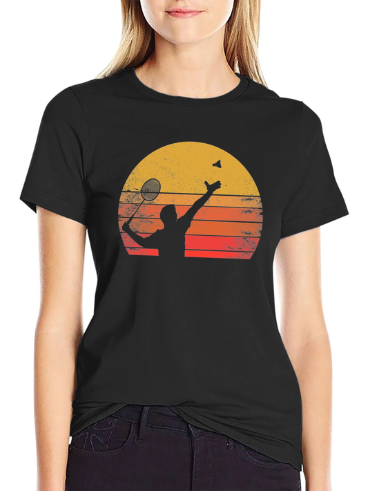 Badminton Sunset Graphic Tee - Black