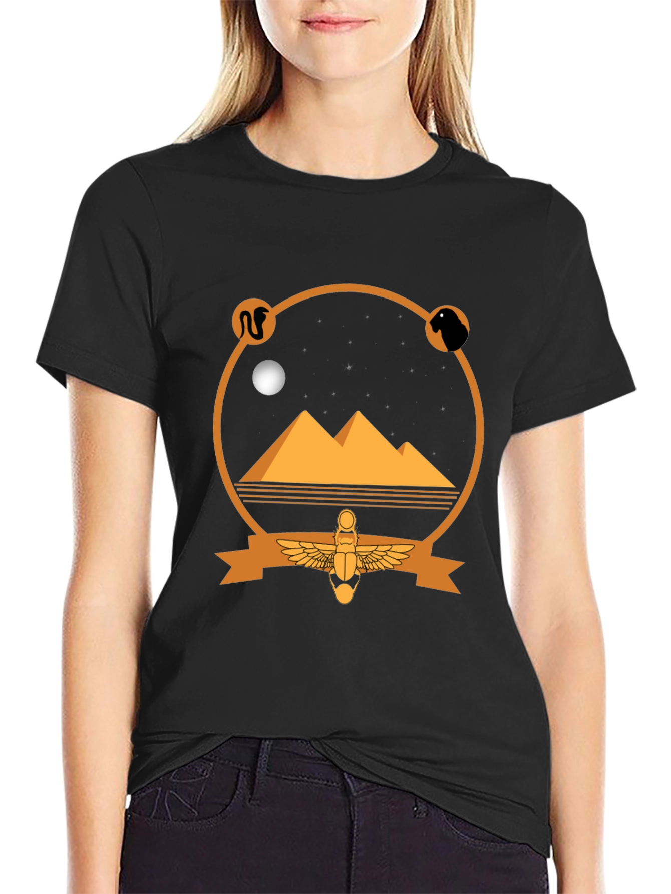 Egyptian Pyramid Graphic Tee - Black