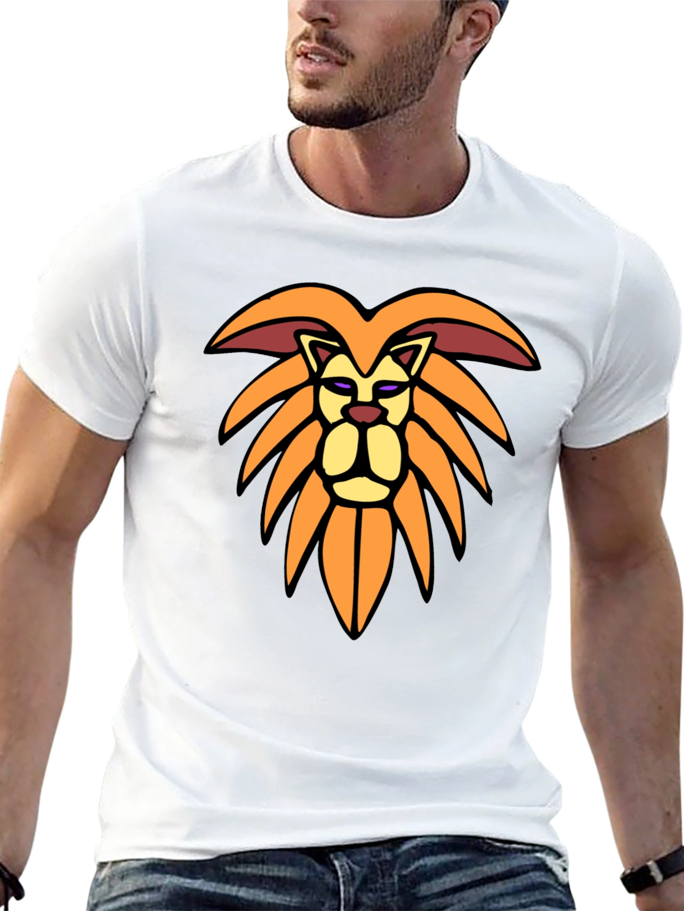 Lion Graphic Tee - Stylish Mens Black T-Shirt