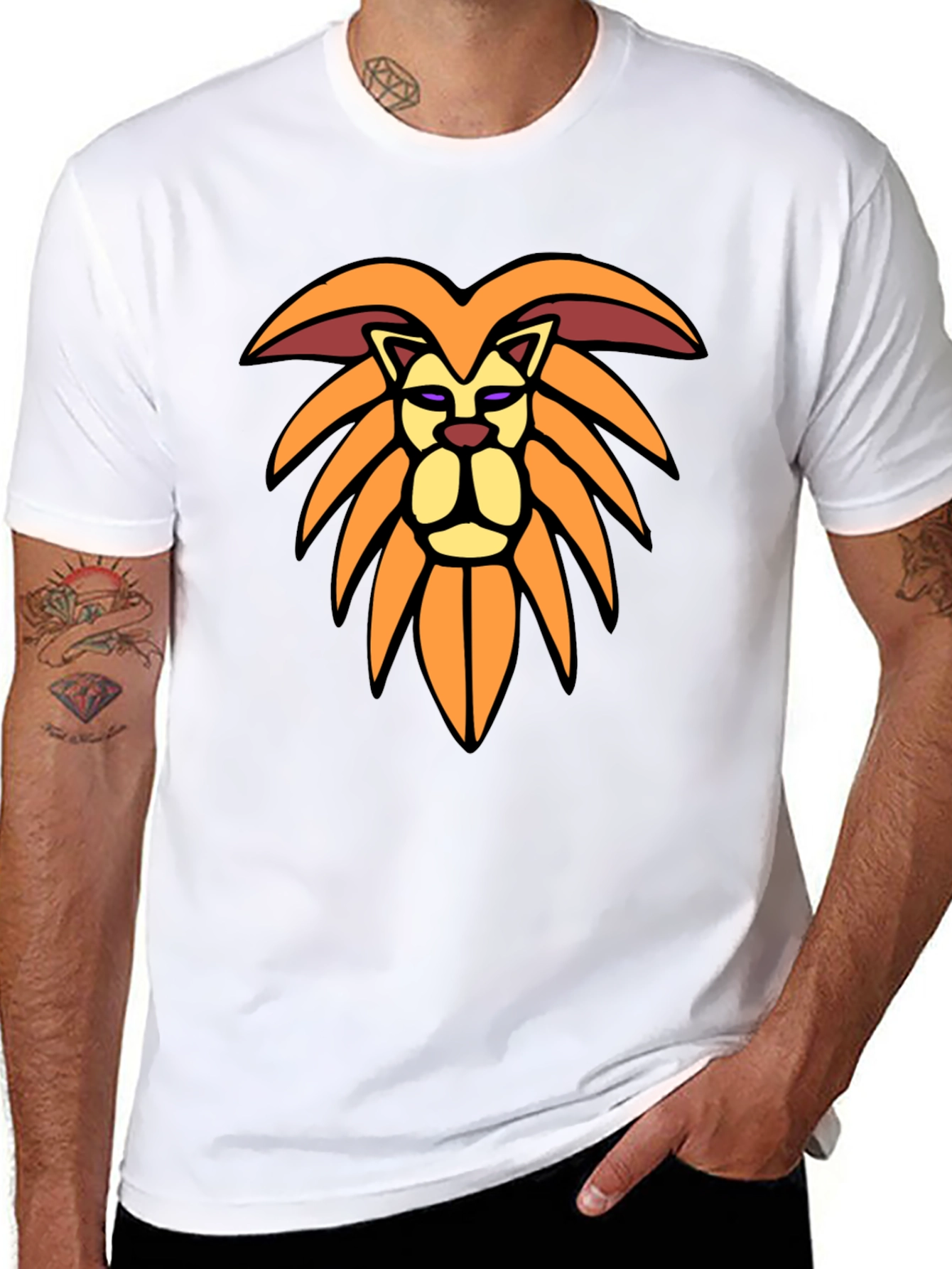 Lion Graphic Tee - Stylish Mens Black T-Shirt