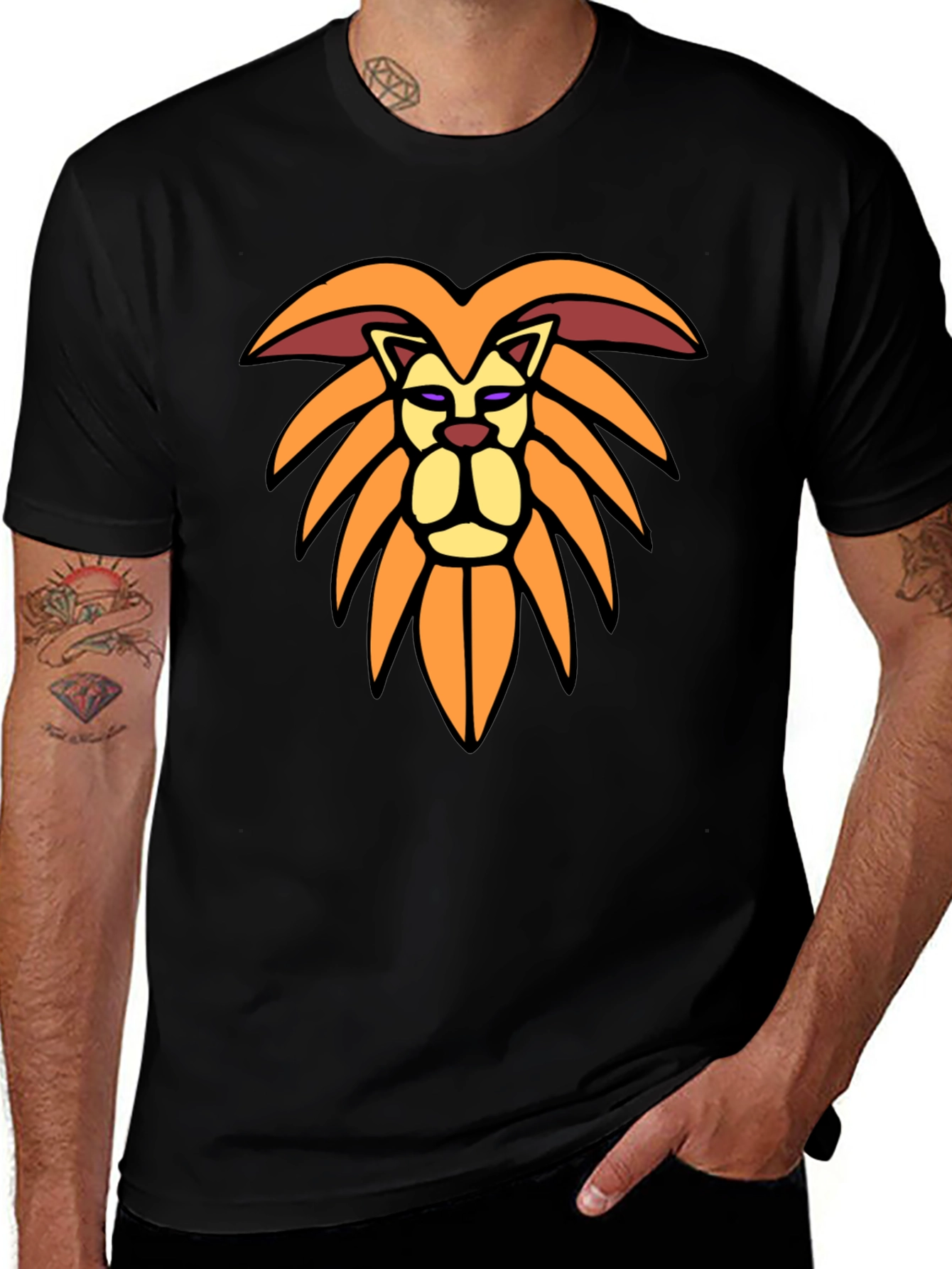Lion Graphic Tee - Stylish Mens Black T-Shirt