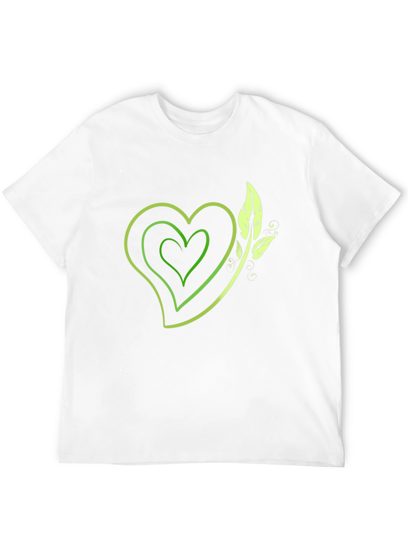 Green Heart & Leaf Graphic Black T-Shirt