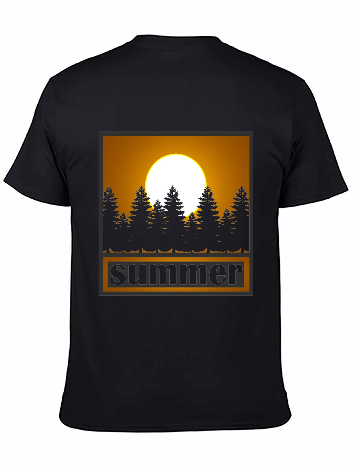 Summer Graphic Tee - Sunset & Trees Black T-Shirt