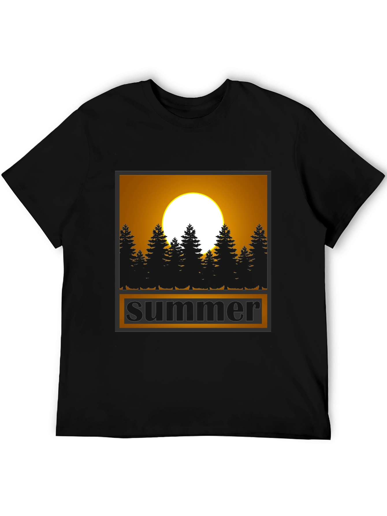 Summer Graphic Tee - Sunset & Trees Black T-Shirt