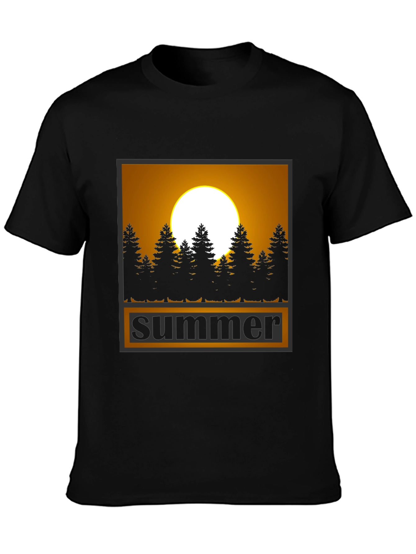 Summer Graphic Tee - Sunset & Trees Black T-Shirt