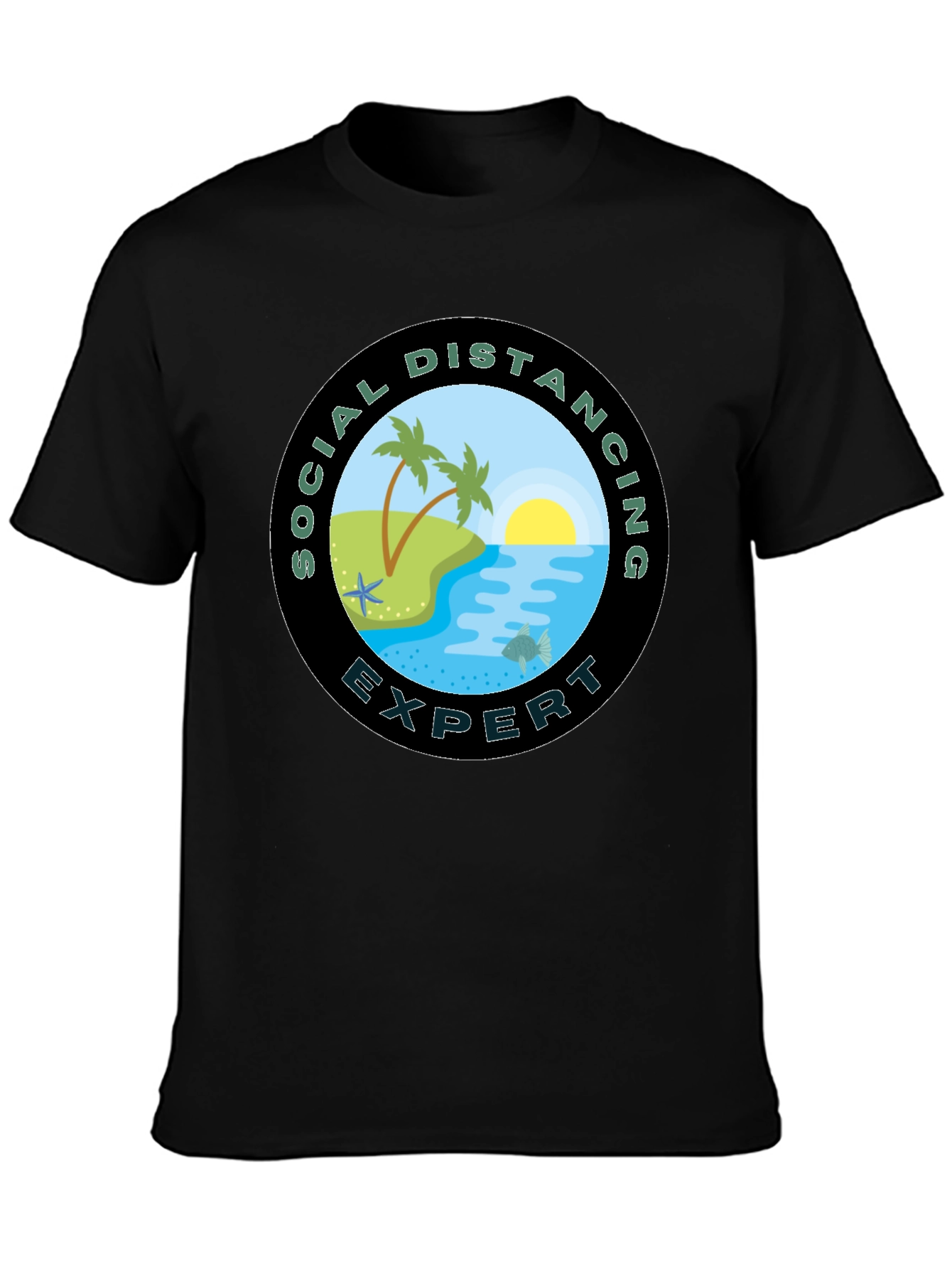 Social Distancing Expert Black T-Shirt