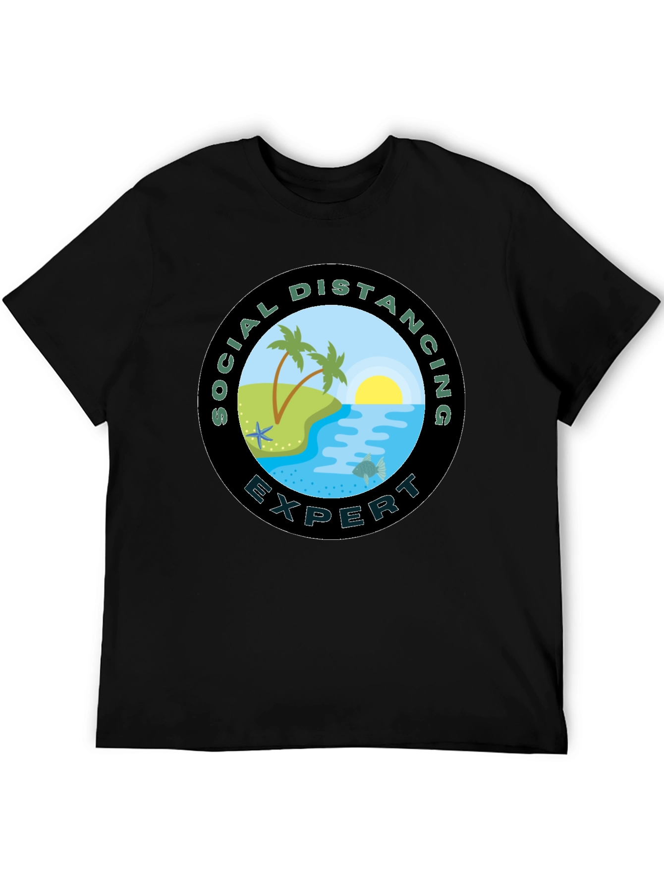 Social Distancing Expert Black T-Shirt