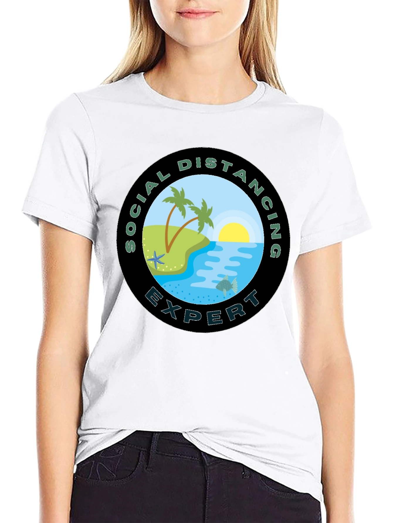 Social Distancing Expert Black T-Shirt