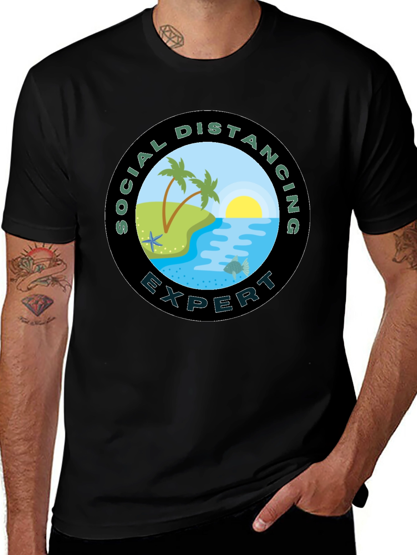 Social Distancing Expert Black T-Shirt