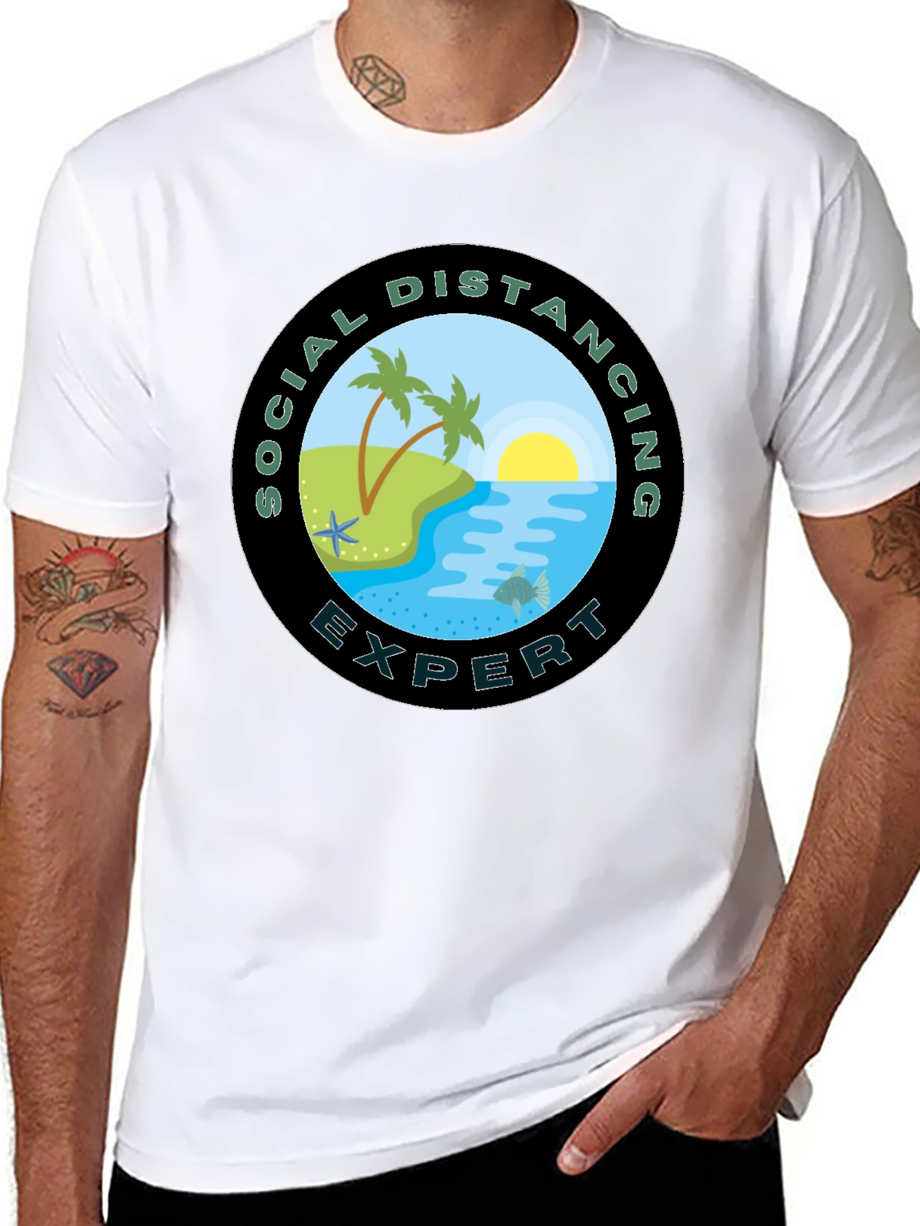 Social Distancing Expert Black T-Shirt