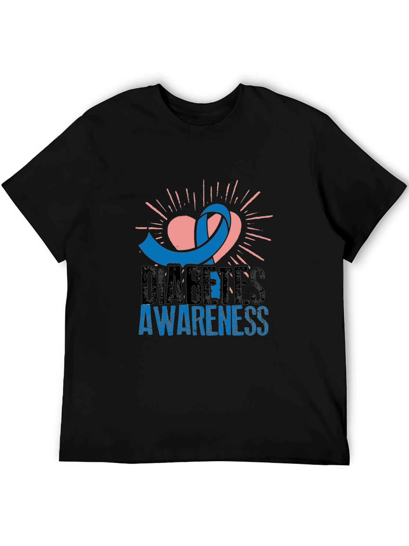 Diabetes Awareness T-Shirt - Blue Ribbon Heart Design