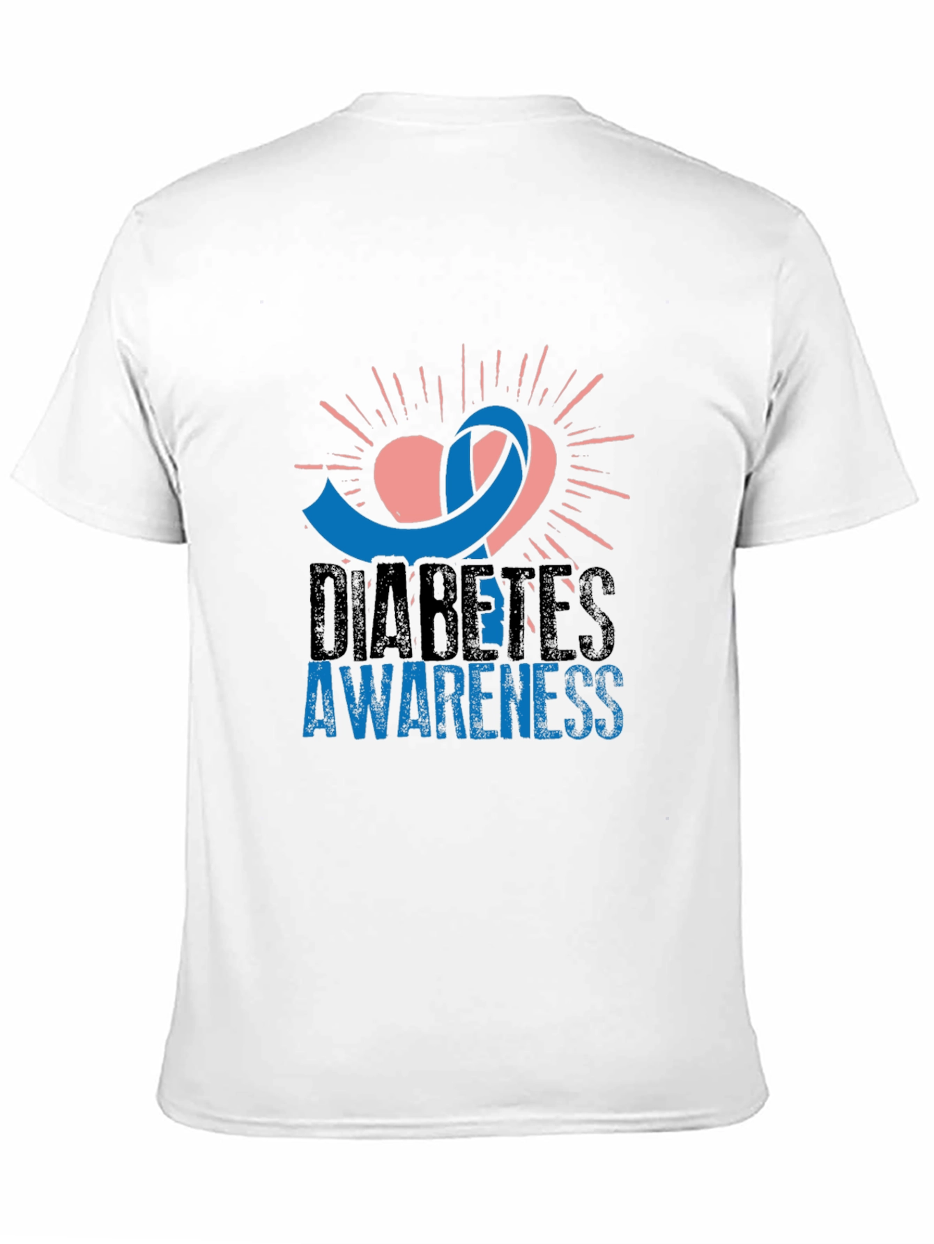 Diabetes Awareness T-Shirt - Blue Ribbon Heart Design