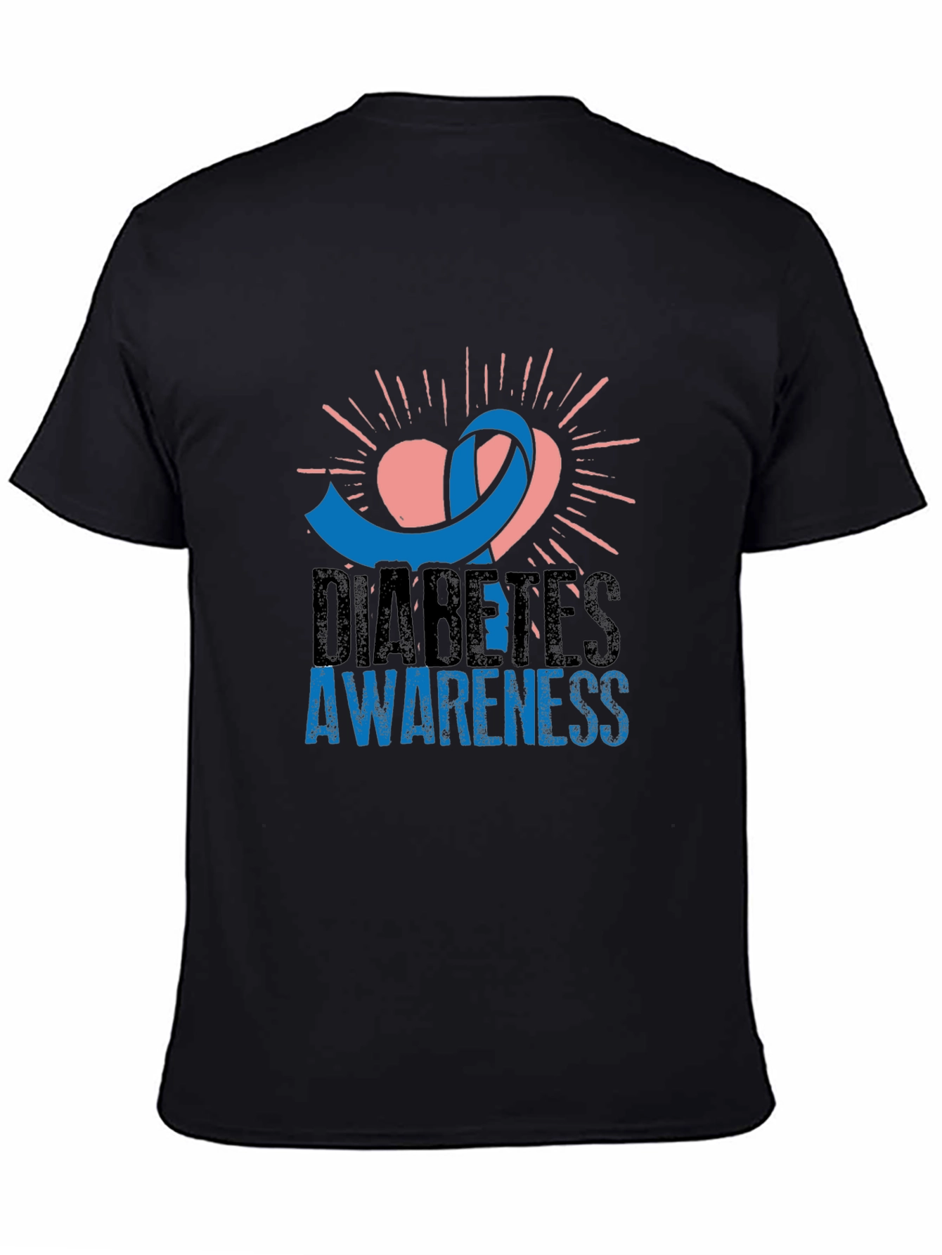 Diabetes Awareness T-Shirt - Blue Ribbon Heart Design