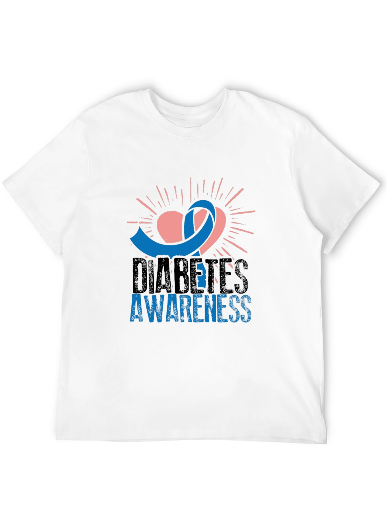 Diabetes Awareness T-Shirt - Blue Ribbon Heart Design
