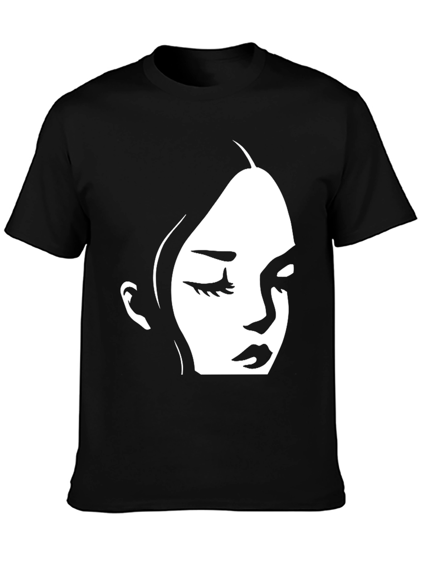 Black T-Shirt with Minimalist Face Design