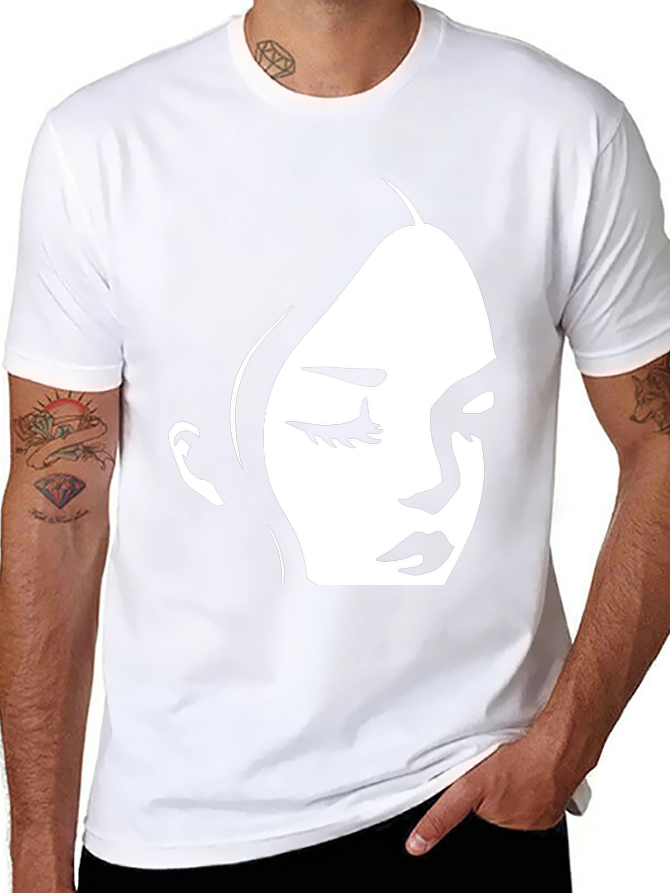 Black T-Shirt with Minimalist Face Design