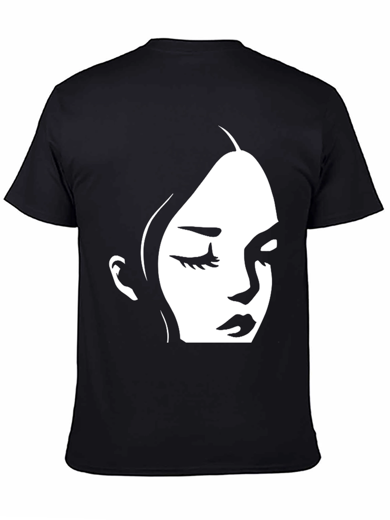 Black T-Shirt with Minimalist Face Design