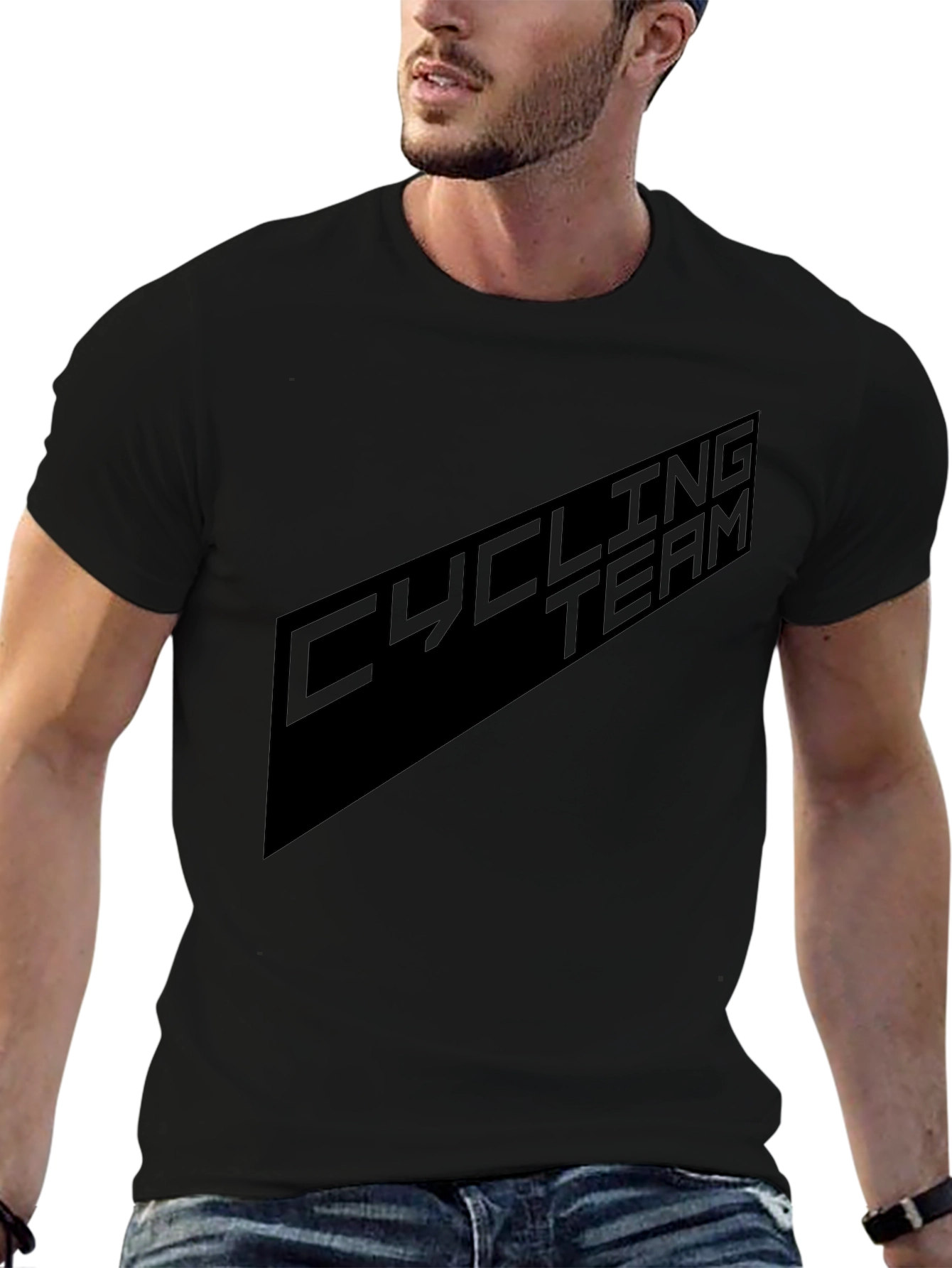 Cycling Team Black Graphic T-Shirt