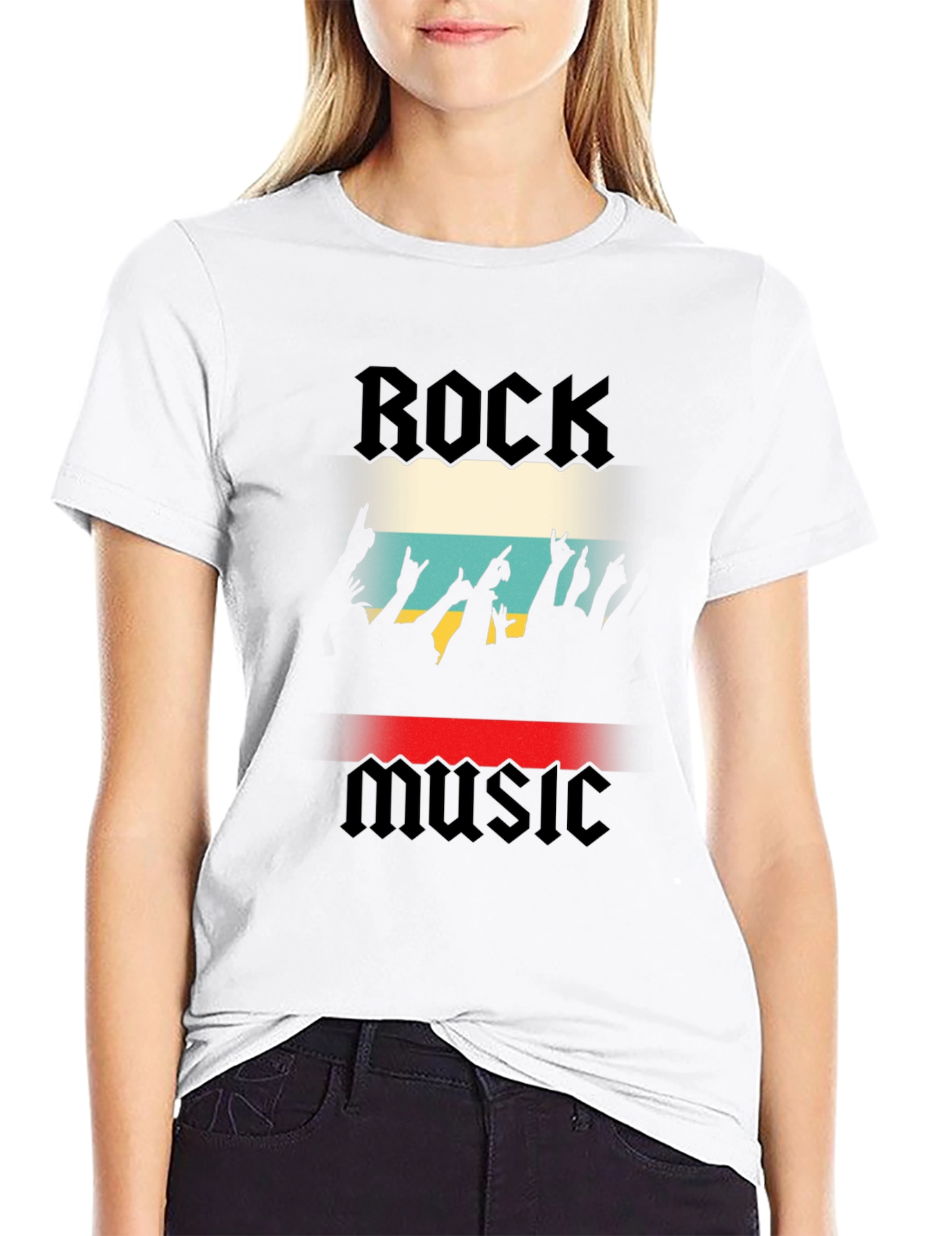 Rock Music Graphic Print Black T-Shirt