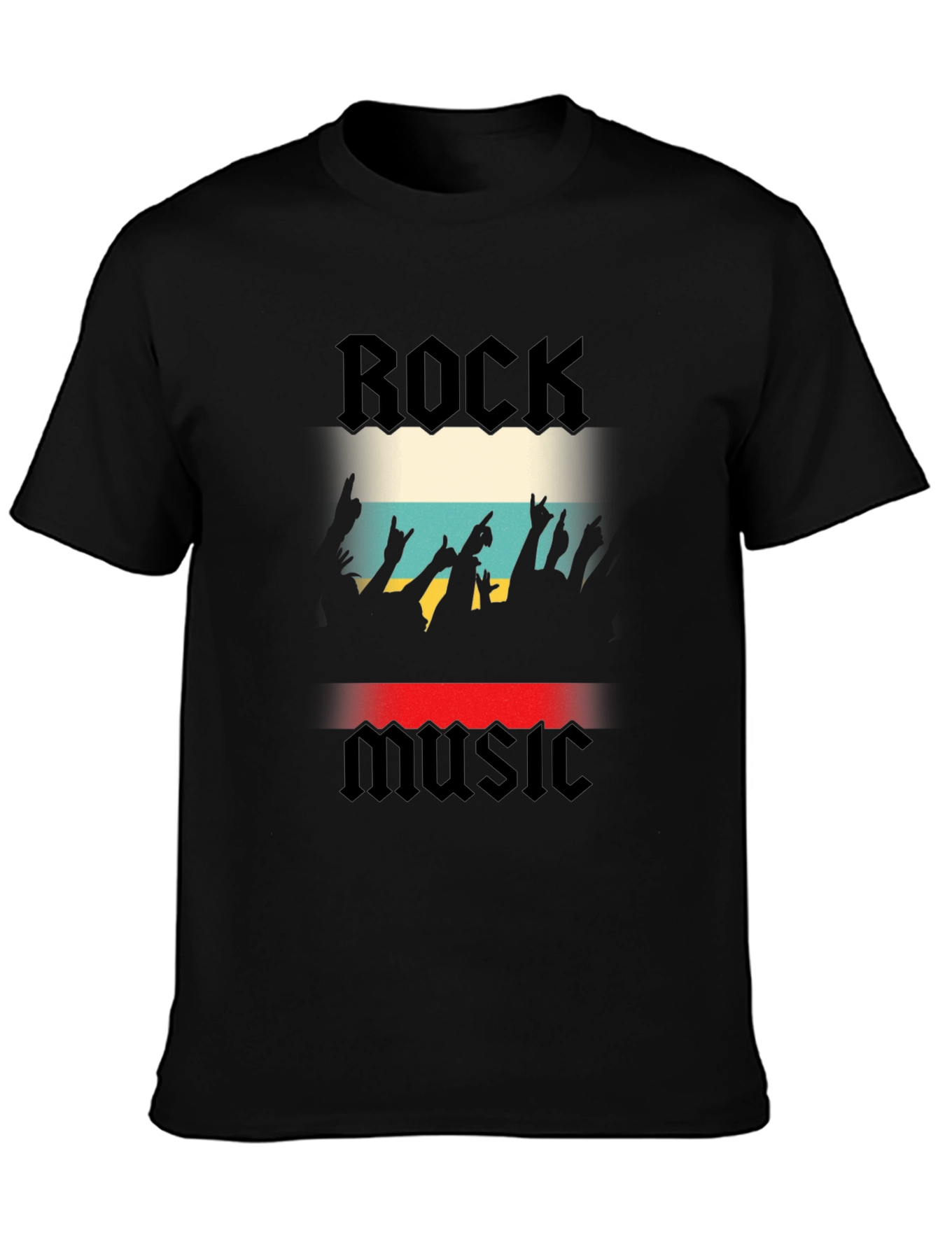 Rock Music Graphic Print Black T-Shirt