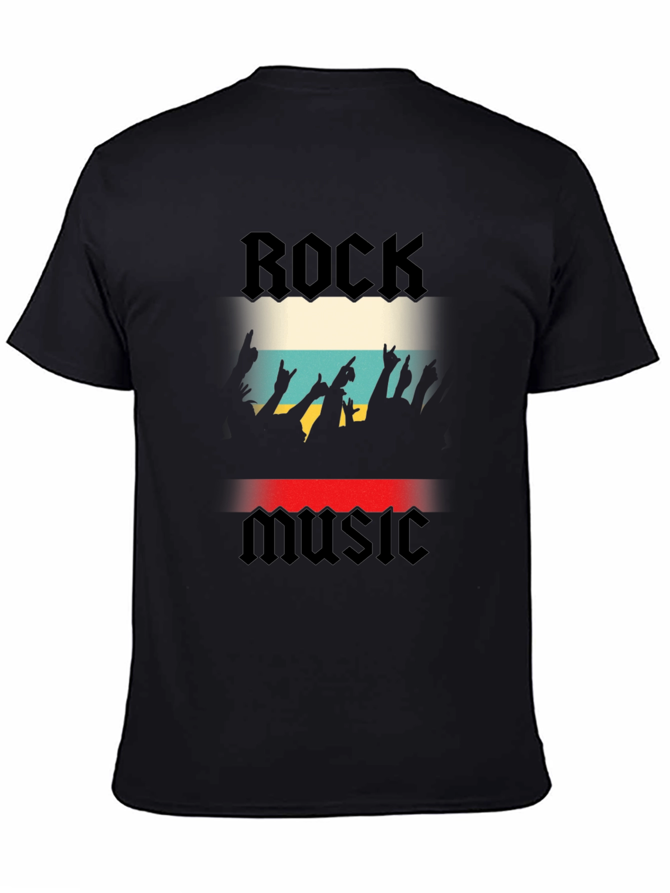 Rock Music Graphic Print Black T-Shirt