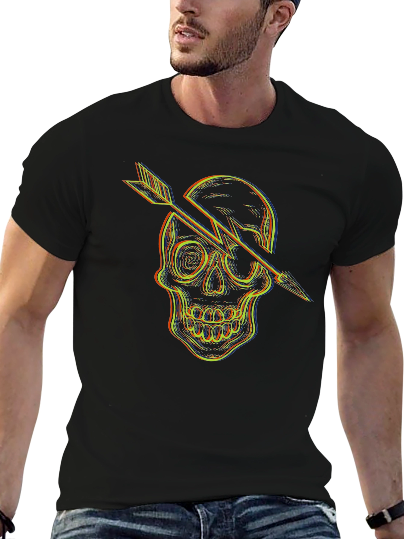Skull Arrow Graphic T-Shirt - Mens Black Tee