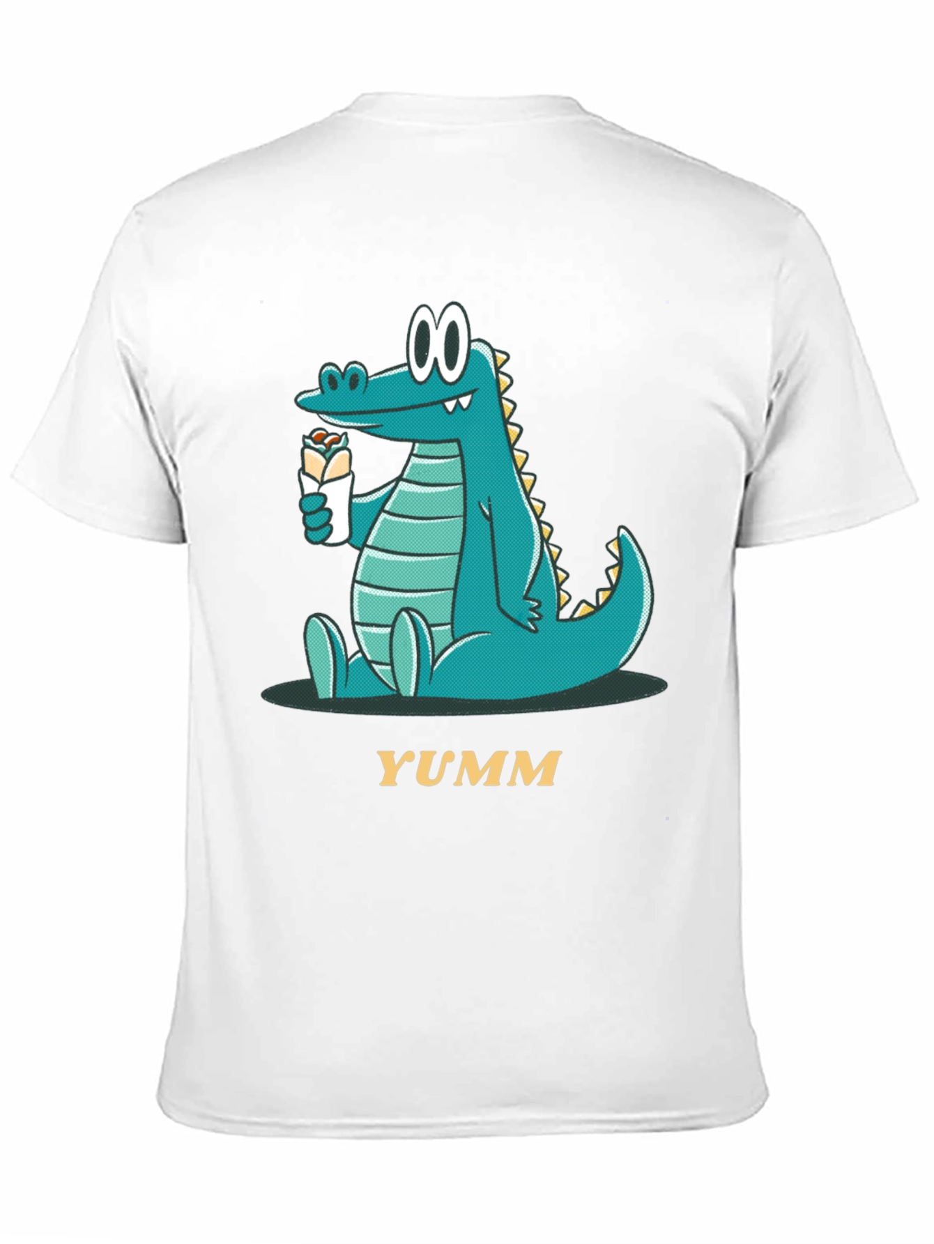 Cartoon Alligator Eating Wrap - Mens Black T-Shirt