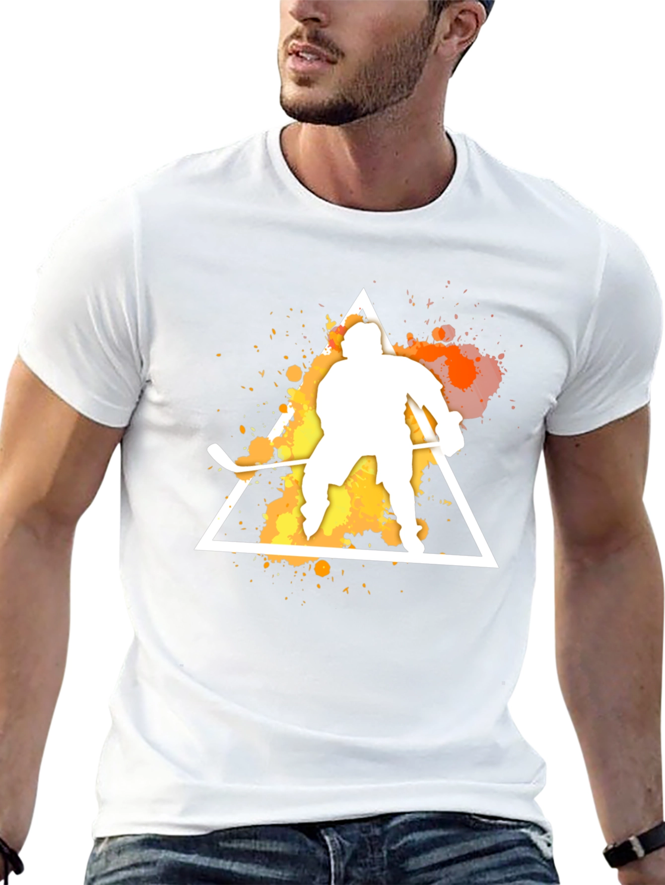 Hockey Player Graphic Tee - Sporty Black T-Shirt