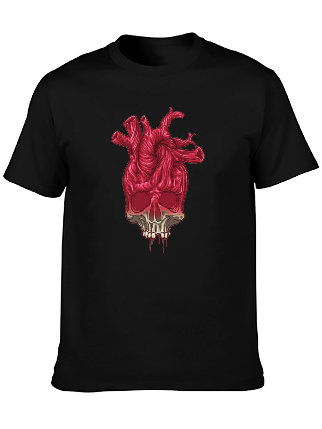 Heart Skull Graphic Tee - Black