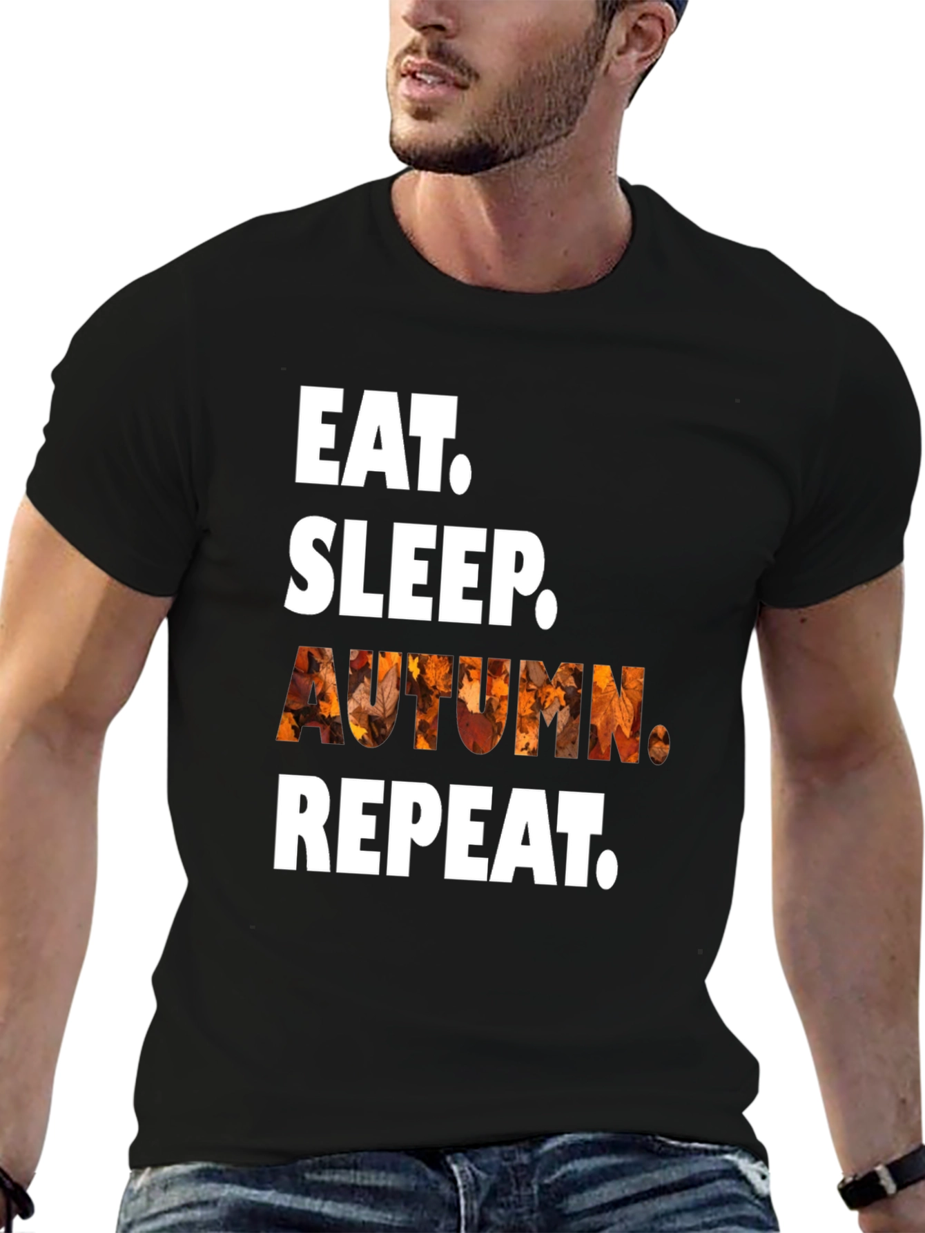 Eat Sleep Autumn Repeat Black T-Shirt