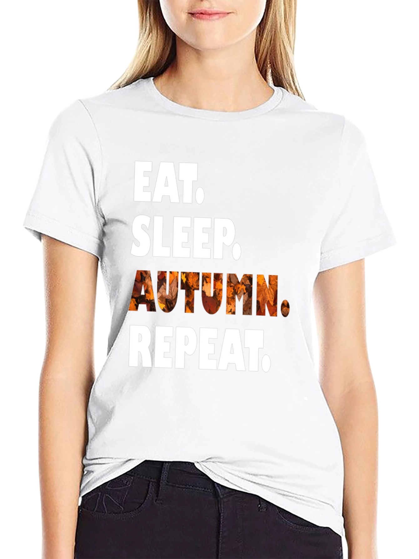 Eat Sleep Autumn Repeat Black T-Shirt
