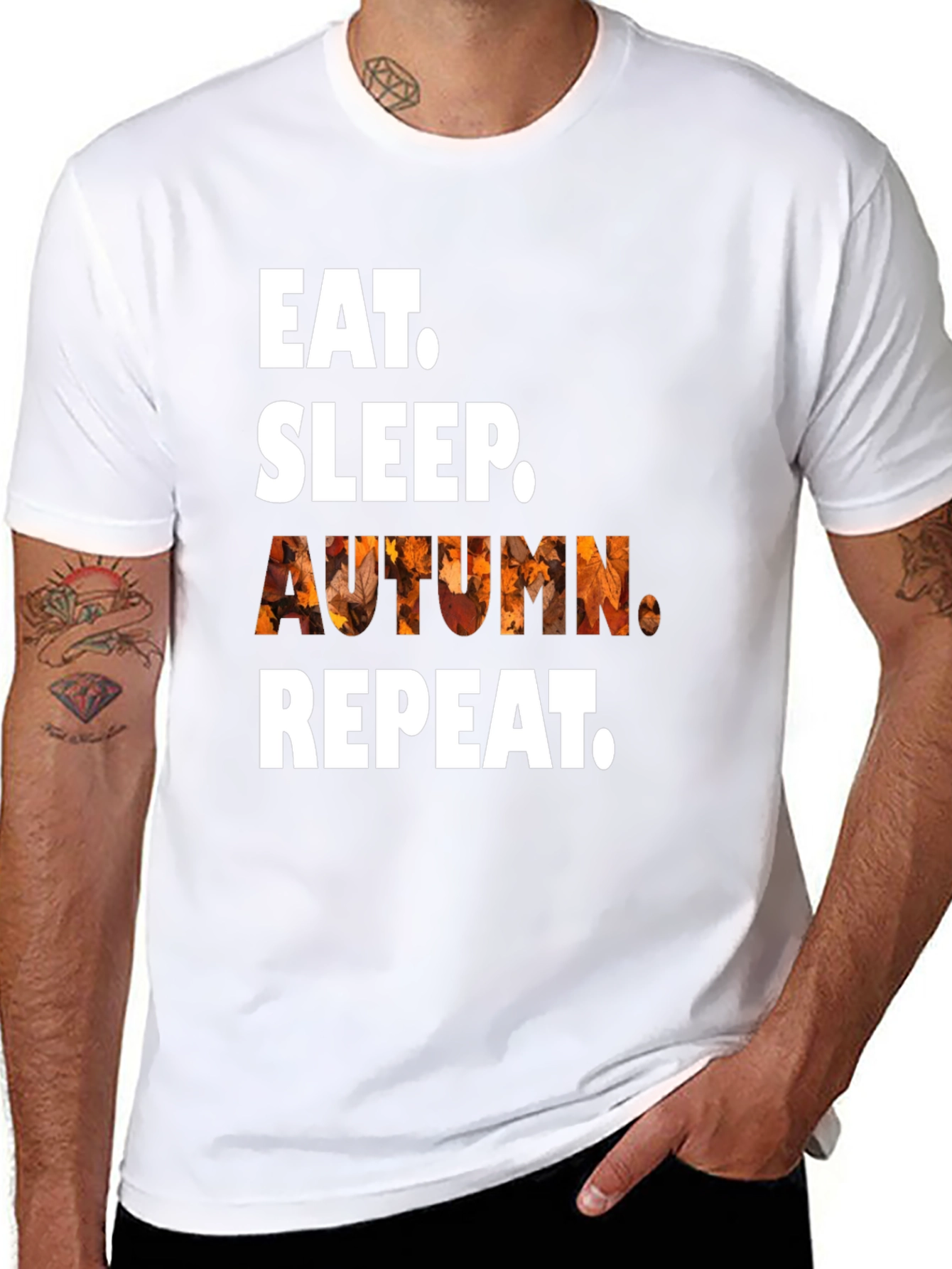 Eat Sleep Autumn Repeat Black T-Shirt