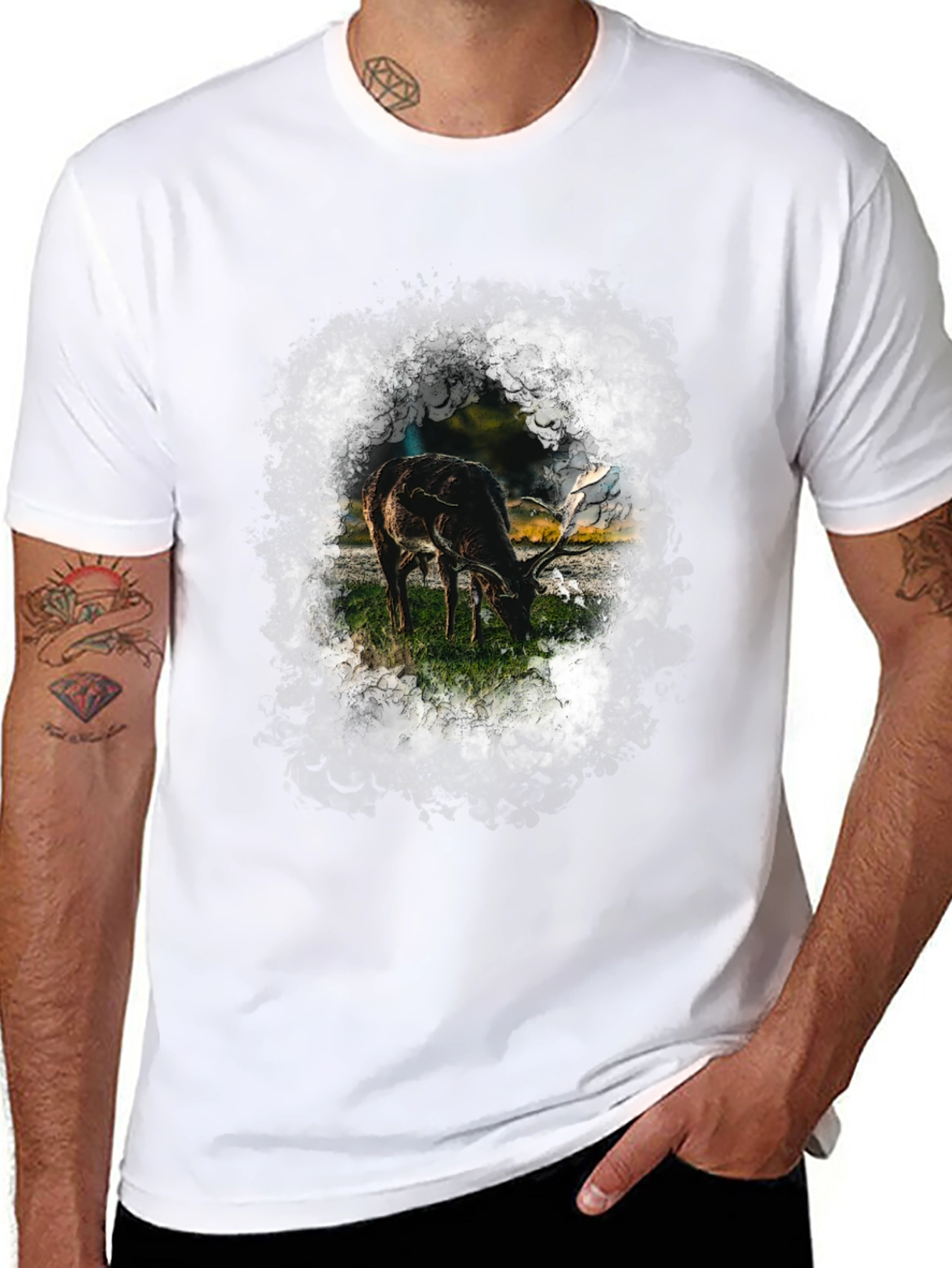 Deer Graphic T-Shirt - Wildlife Print Tee