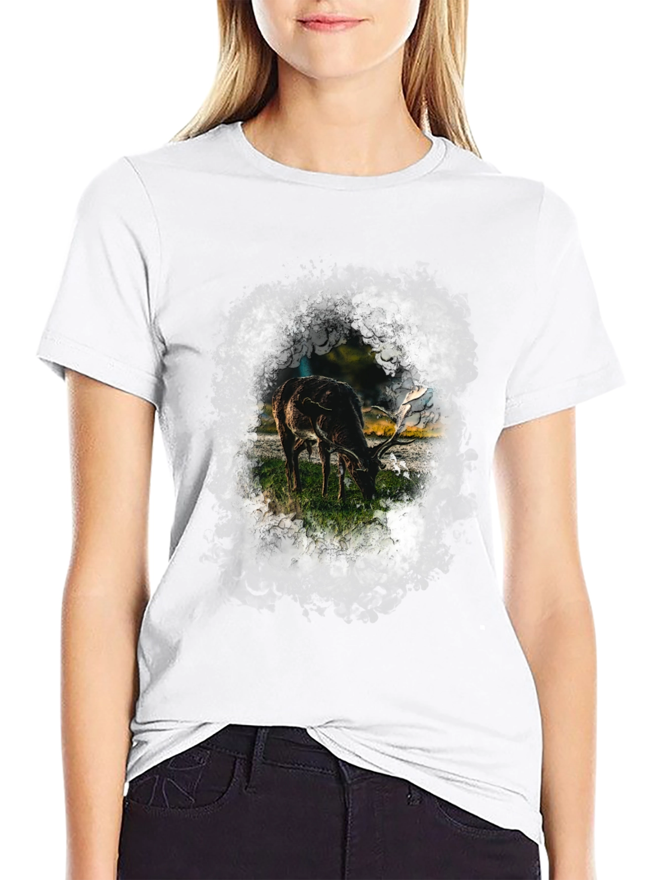 Deer Graphic T-Shirt - Wildlife Print Tee