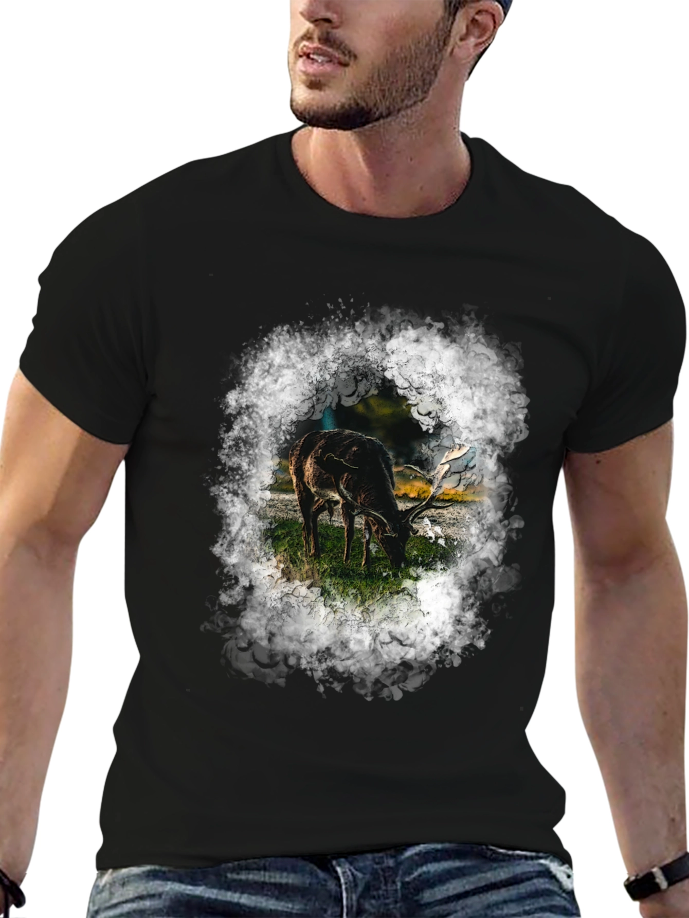 Deer Graphic T-Shirt - Wildlife Print Tee