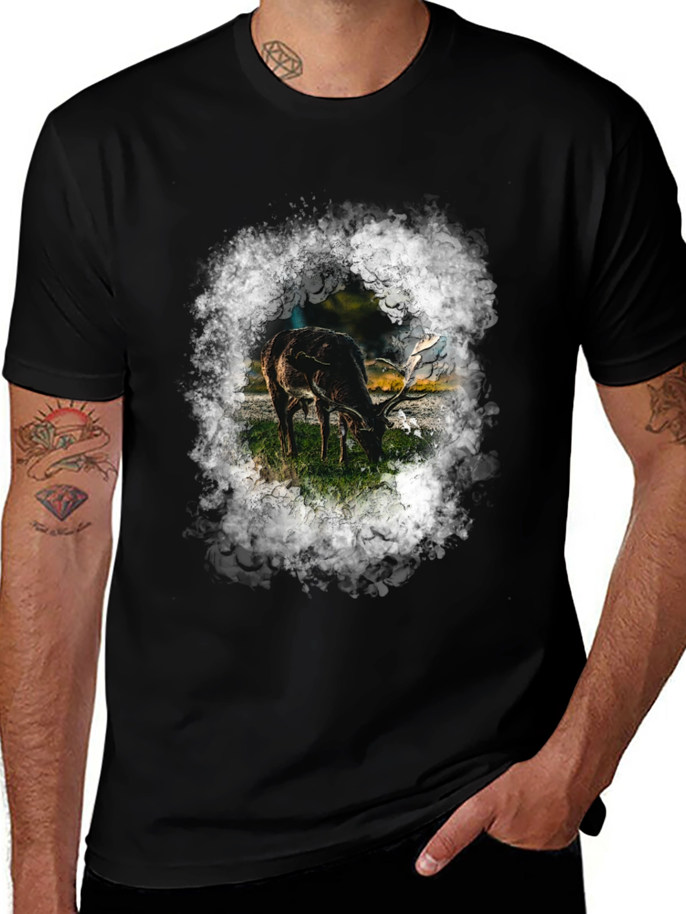 Deer Graphic T-Shirt - Wildlife Print Tee