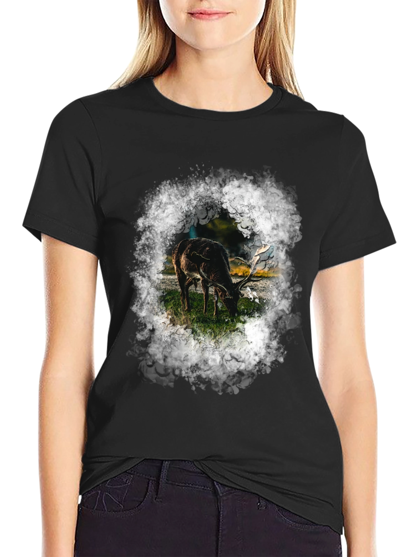 Deer Graphic T-Shirt - Wildlife Print Tee