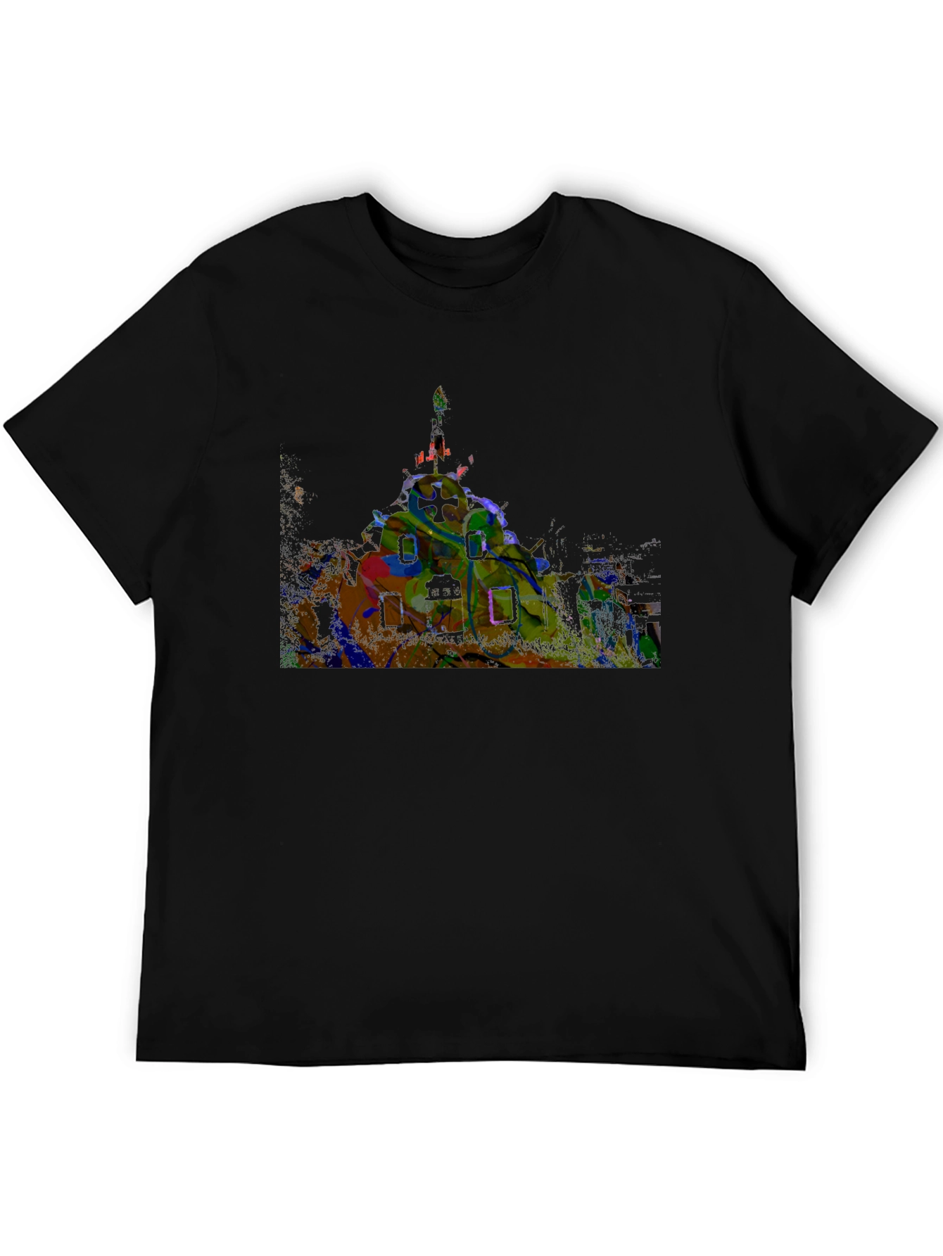 Abstract Castle Graphic Black T-Shirt