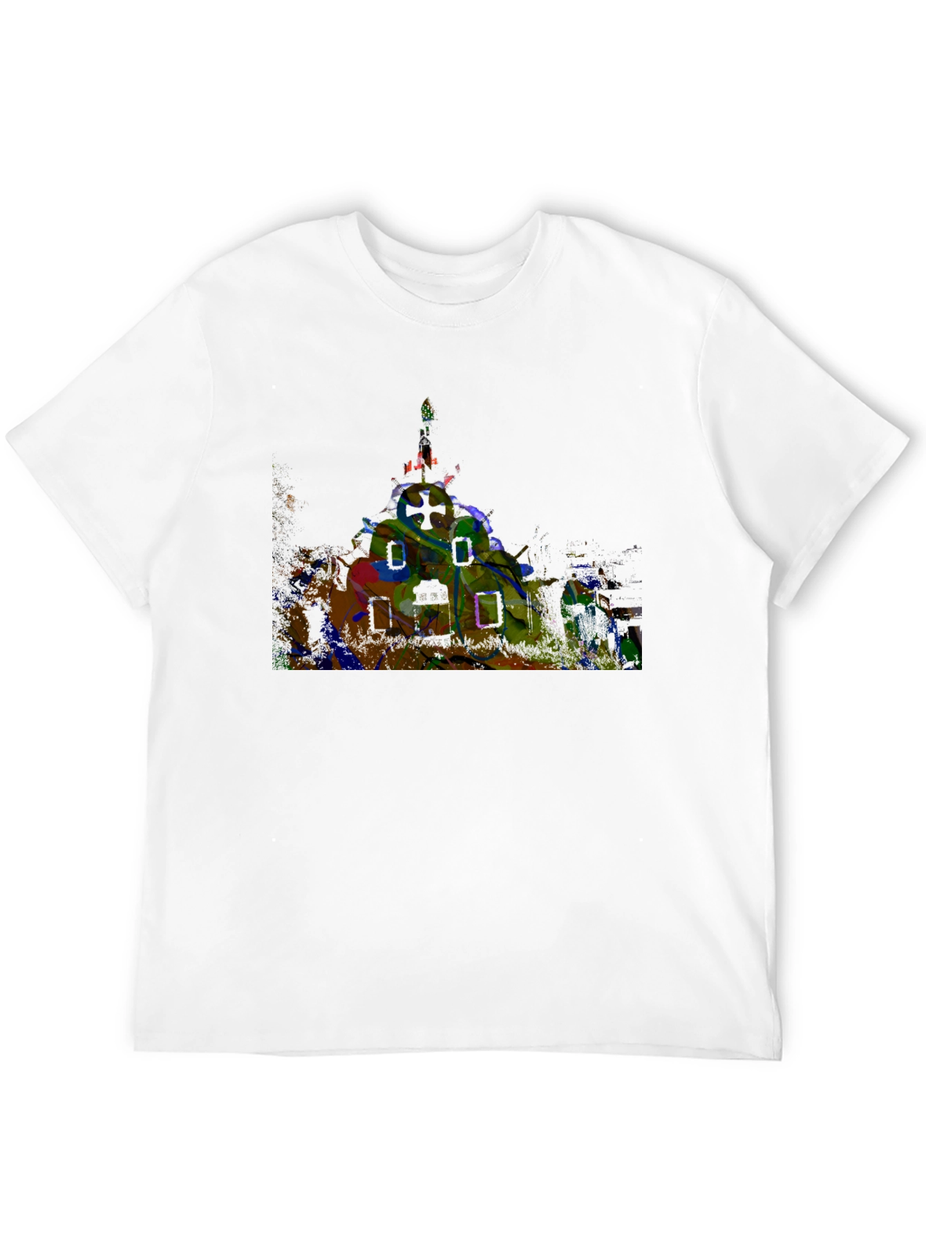 Abstract Castle Graphic Black T-Shirt