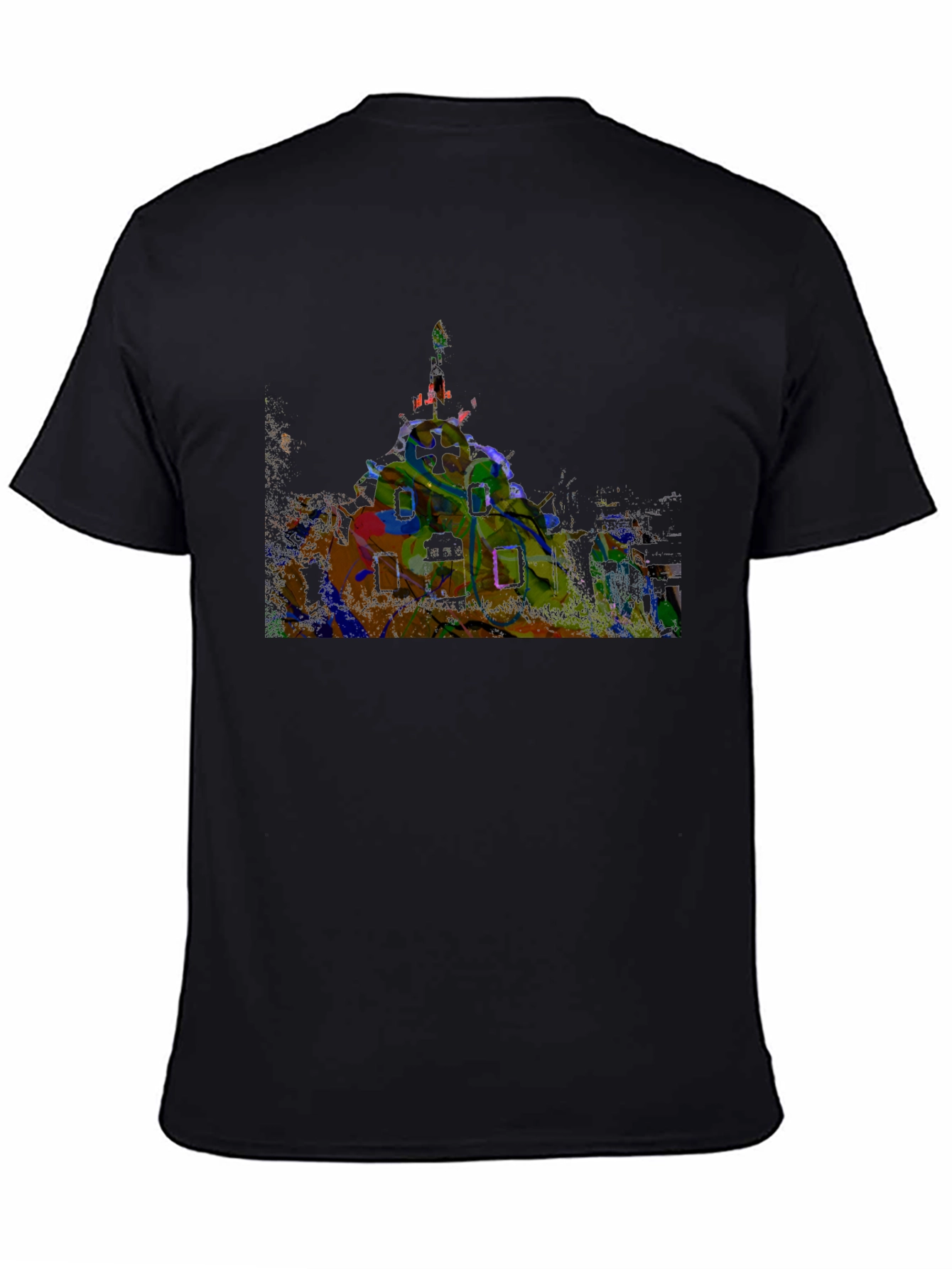 Abstract Castle Graphic Black T-Shirt