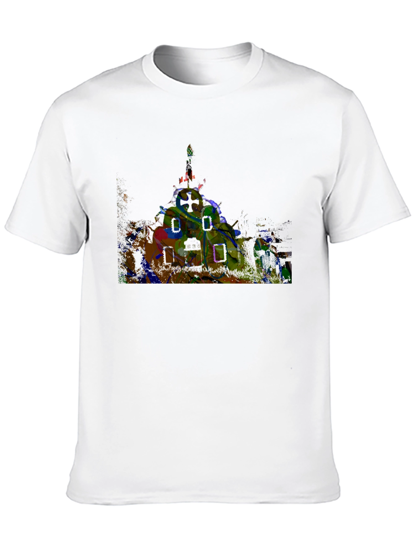 Abstract Castle Graphic Black T-Shirt