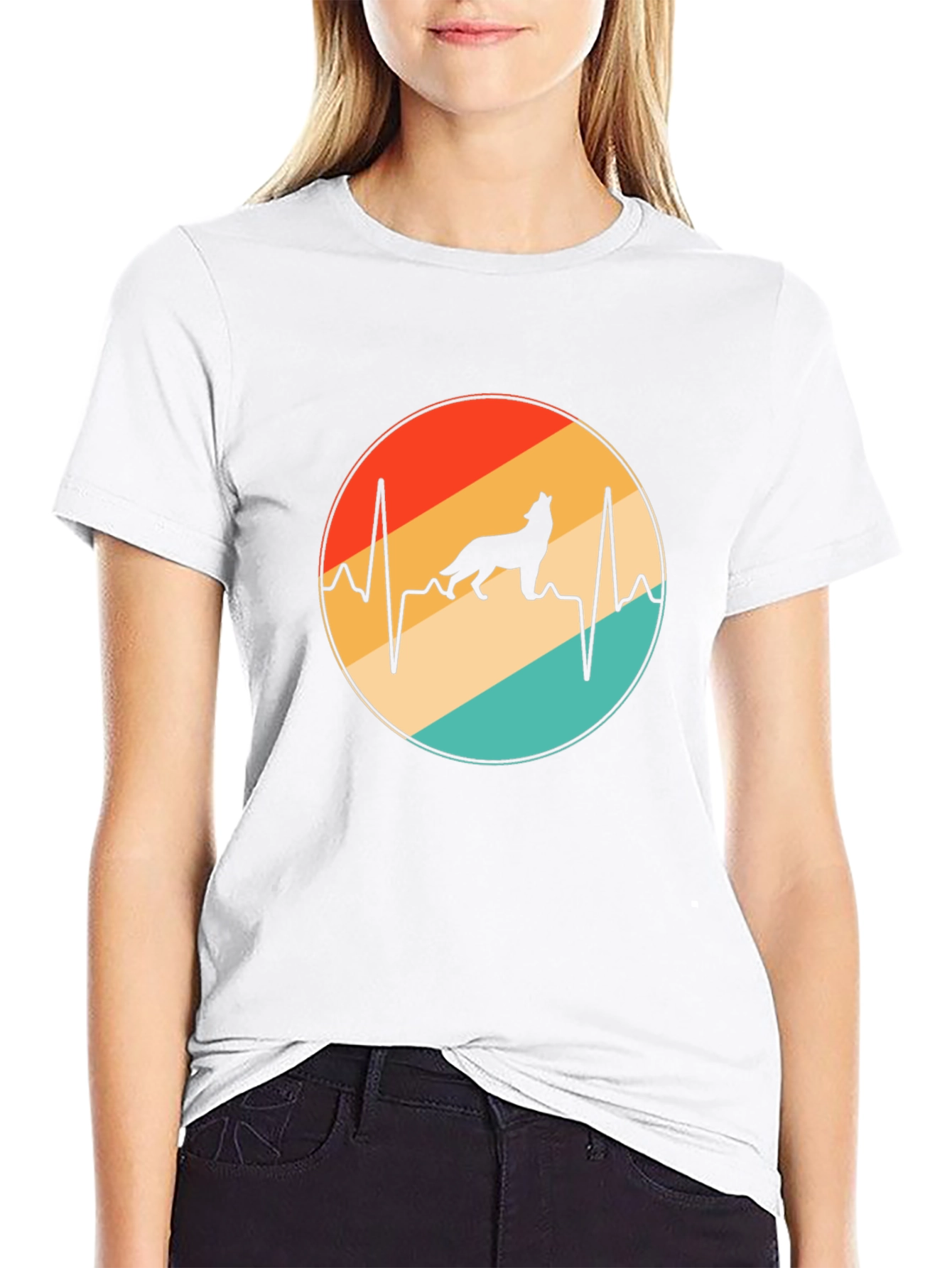 Wolf Heartbeat Graphic Tee - Black