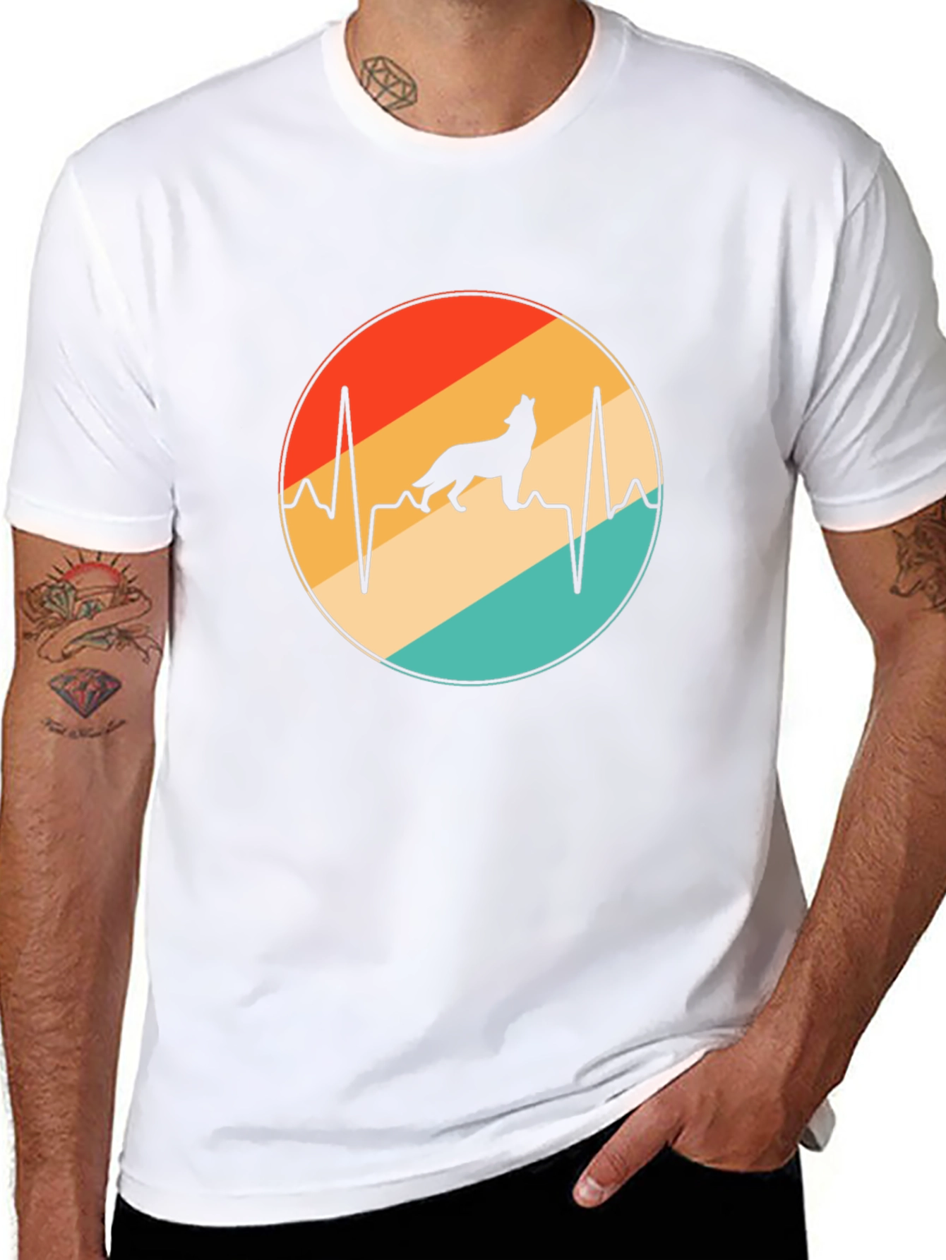 Wolf Heartbeat Graphic Tee - Black