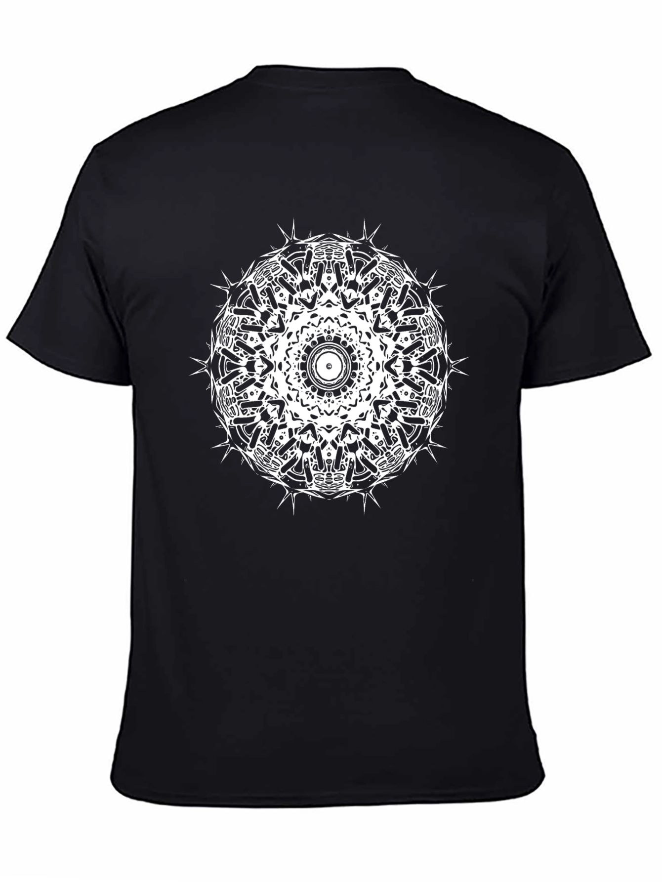 Geometric Mandala Graphic Print Black Tee