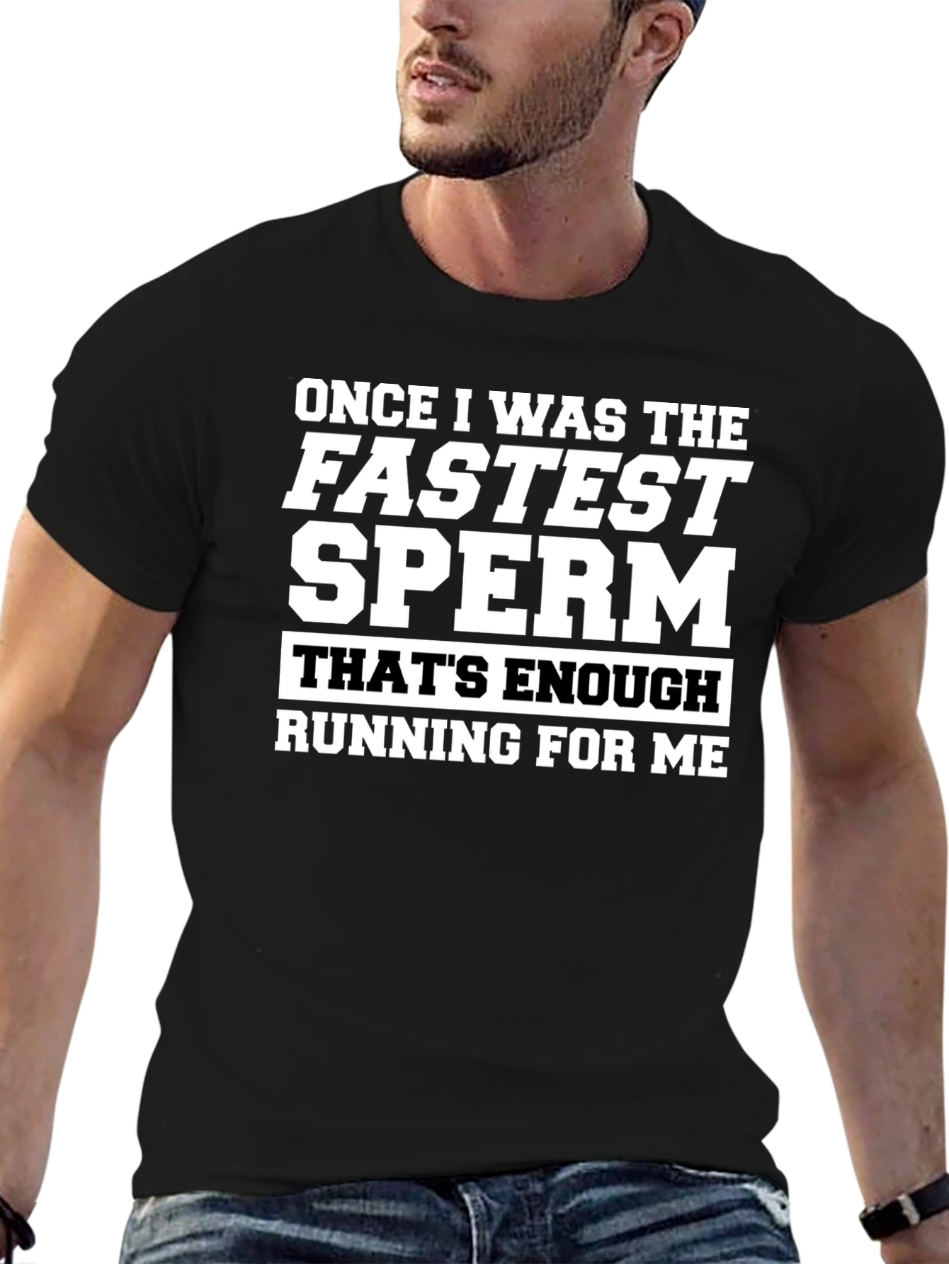 Funny Fastest Sperm Graphic Tee - Black
