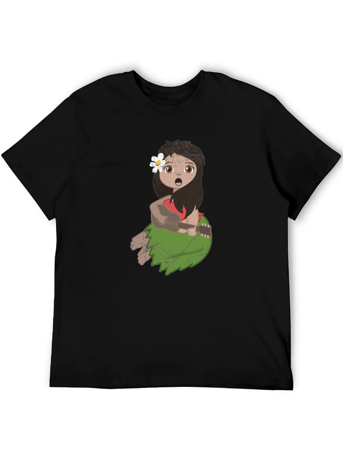Girl Playing Ukulele Black T-Shirt