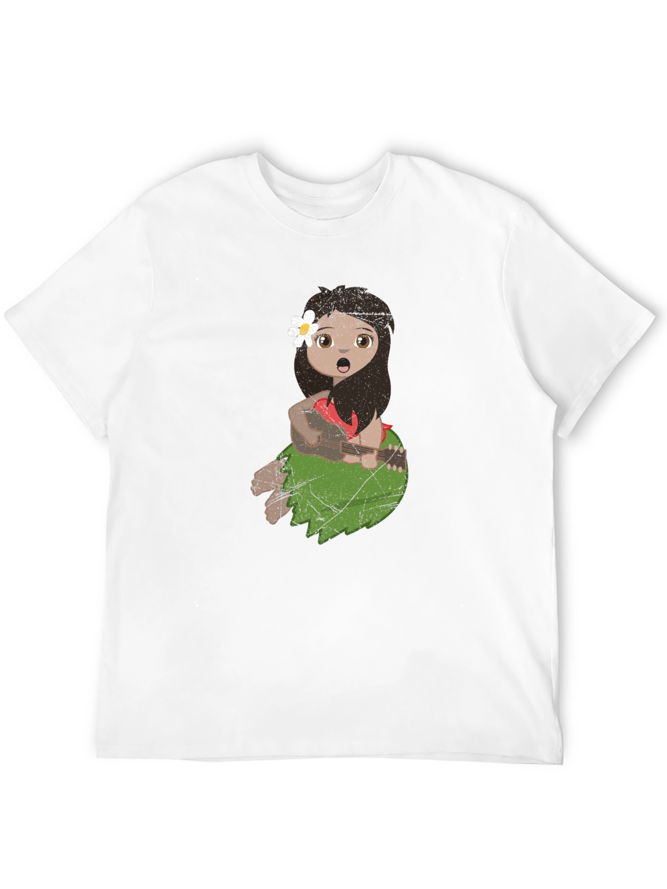 Girl Playing Ukulele Black T-Shirt